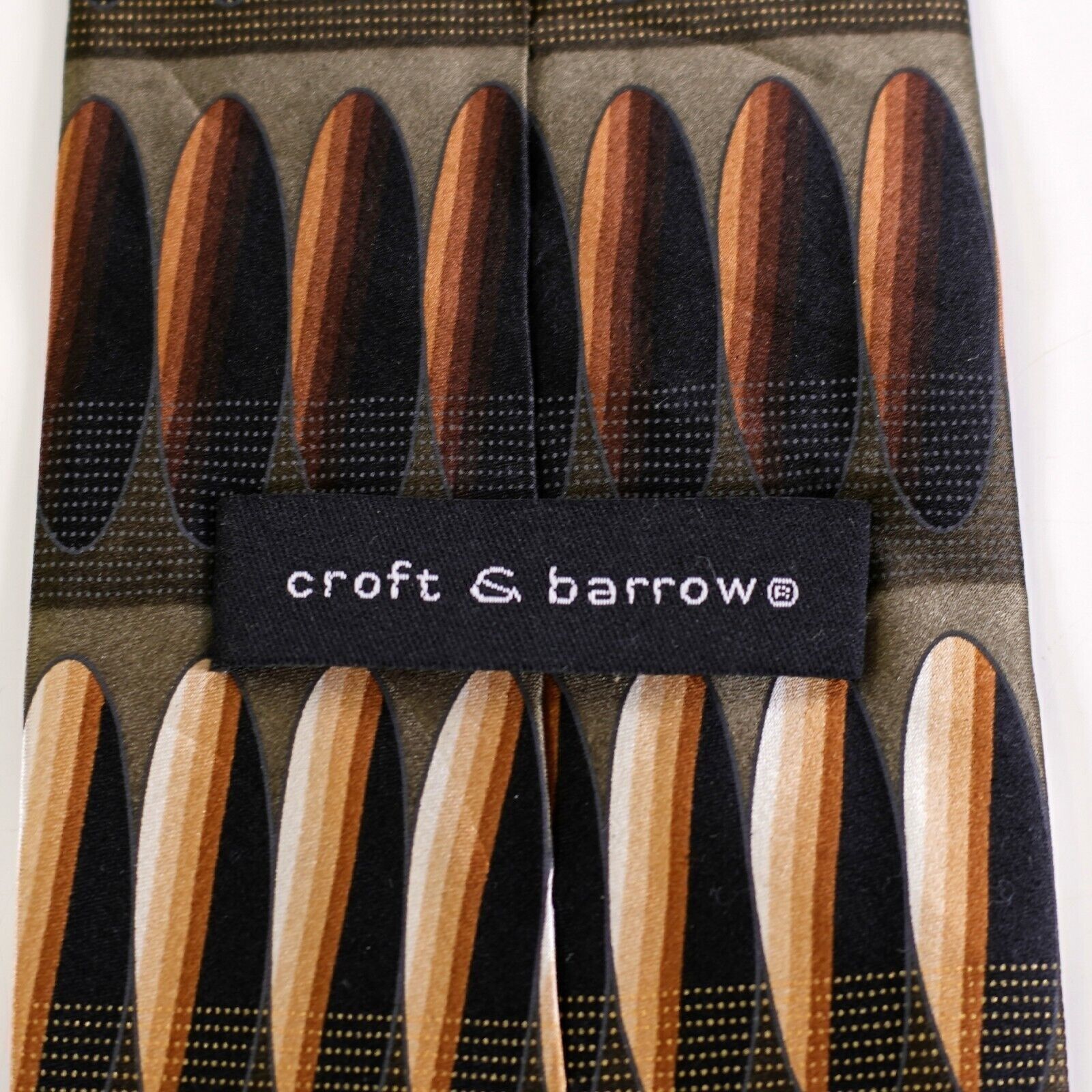 Croft & Barrow Croft & Barrow Green Brown Abstract Print Wide Silk Tie Size ONE SIZE - 3 Thumbnail