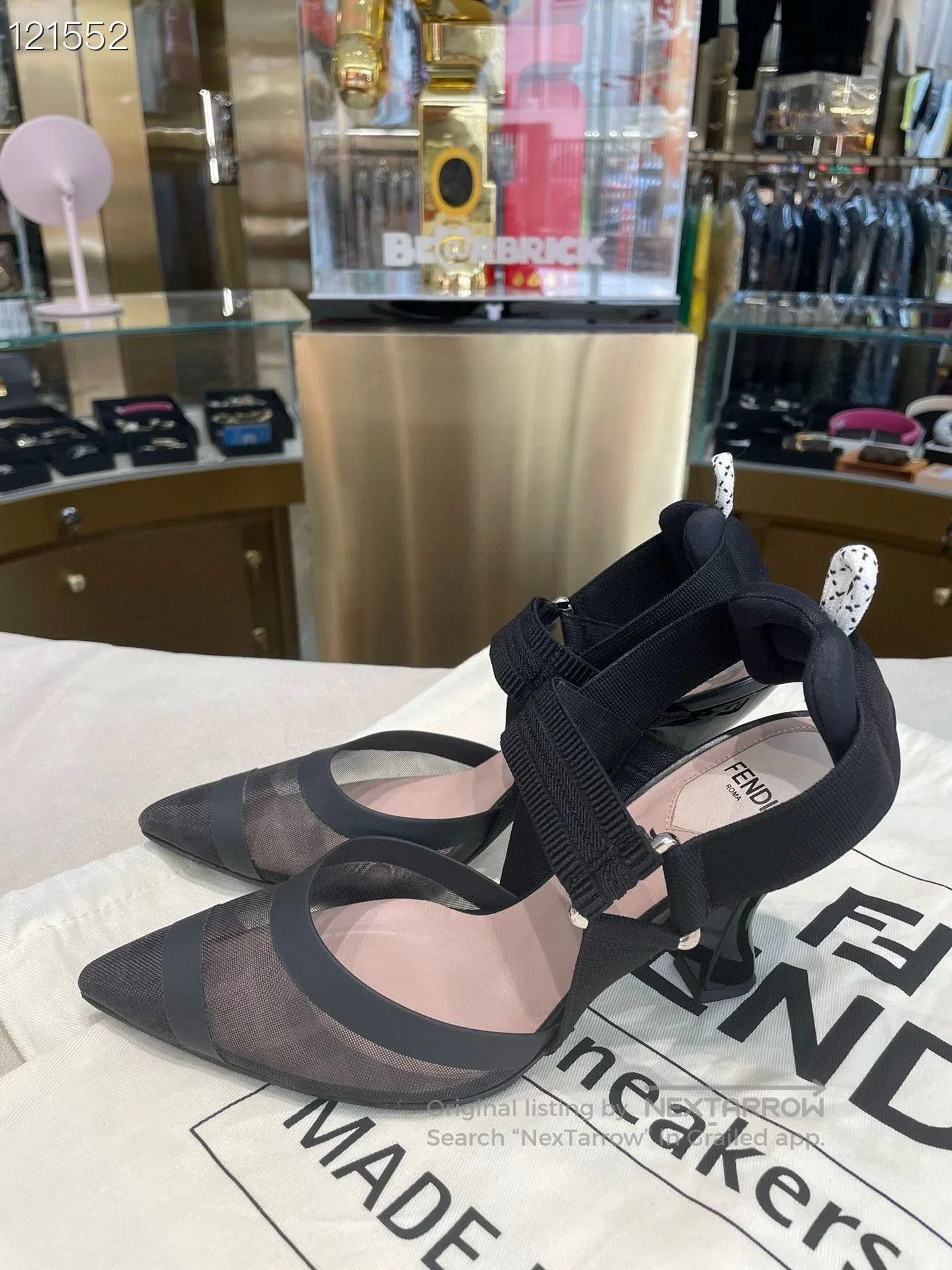 Fendi Fendi Colibrì Black Mesh Pointed Heels. Size US 6 / IT 36 - 2 Thumbnail