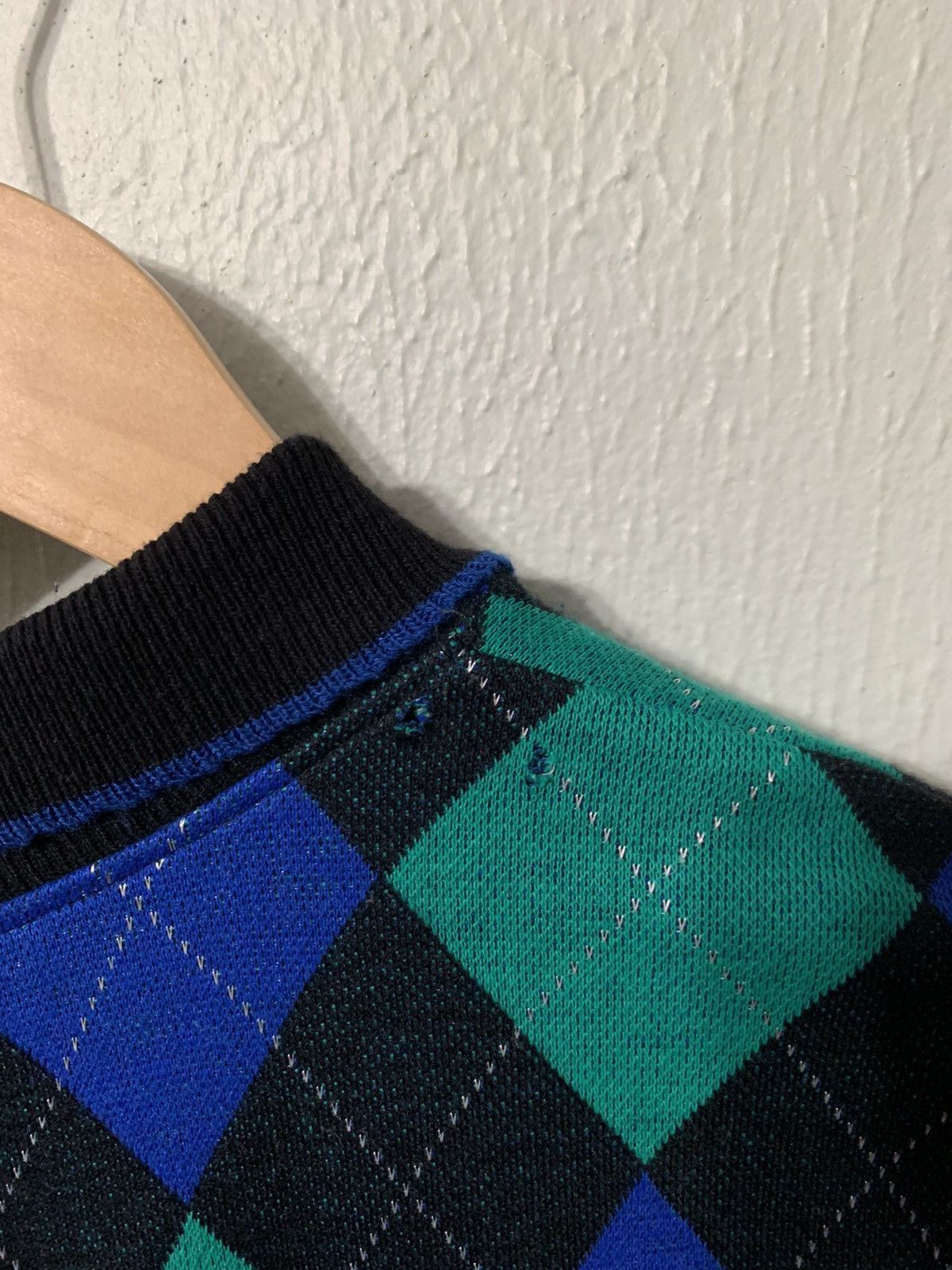 Vintage Vintage Argyle Button Neck Knit Sweater Size US XL / EU 56 / 4 - 1 Thumbnail