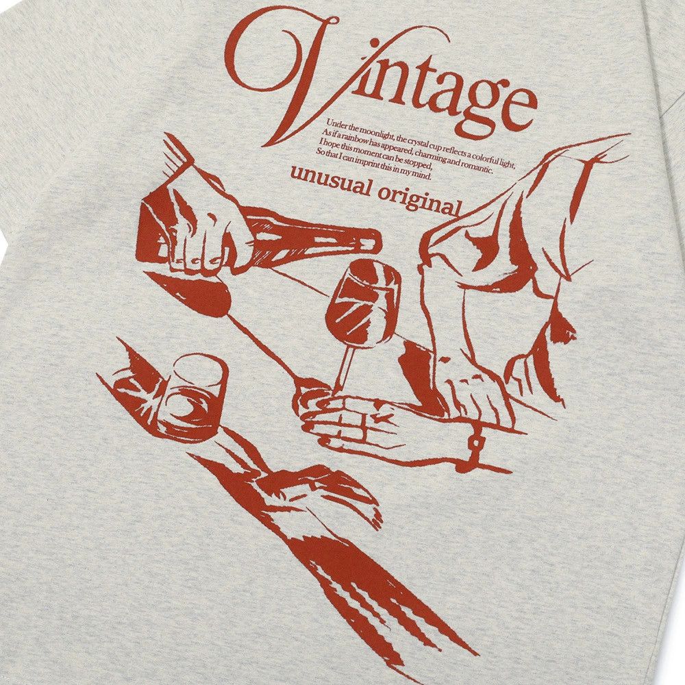 Vintage Men's street fashion all-match wine glass print T-shirt Size US M / EU 48-50 / 2 - 5 Thumbnail