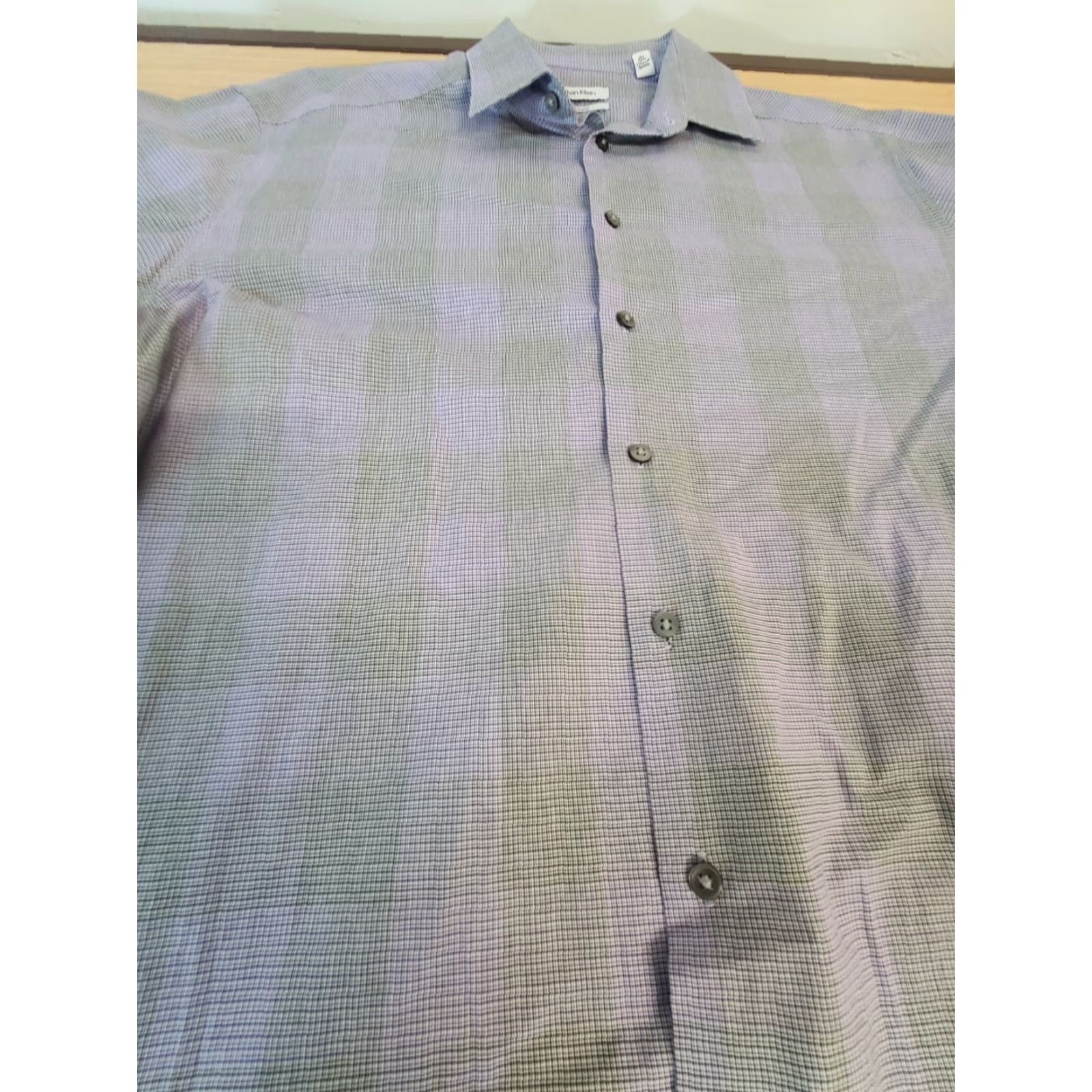 Calvin Klein Calvin Klein Mens 17 34/35 Plaid Slim Fit Long Sleeve Button Down Casual Shirt Size US XL / EU 56 / 4 - 5 Thumbnail