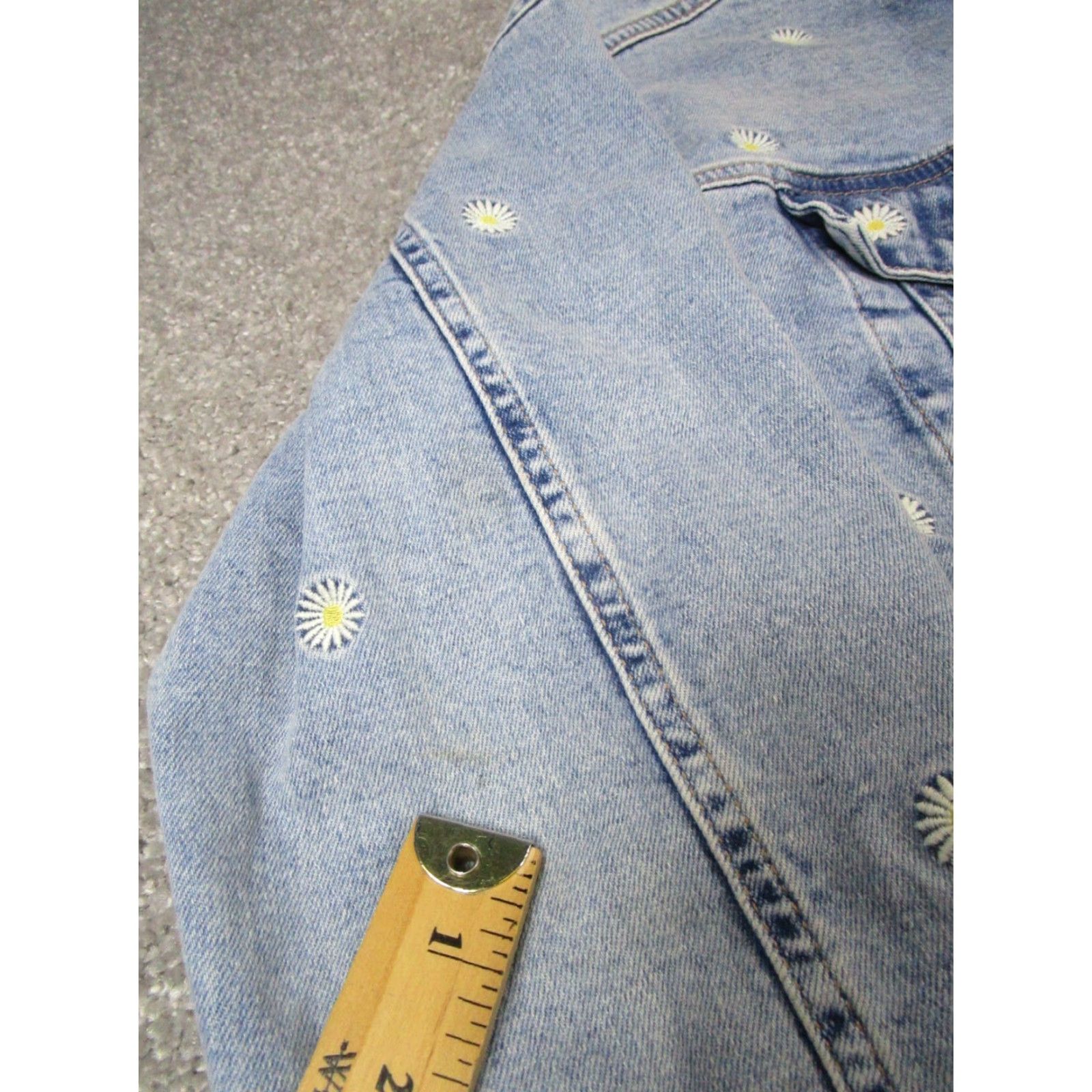 Mavi Mavi Jacket Mens L Blue Denim Cropped Pleated Cotton Short Sleeve Button Jacket Womens Regular Size L Blue Denim Pleated Basic Jacket 90s? Size L / US 10 / IT 46 - 6 Thumbnail
