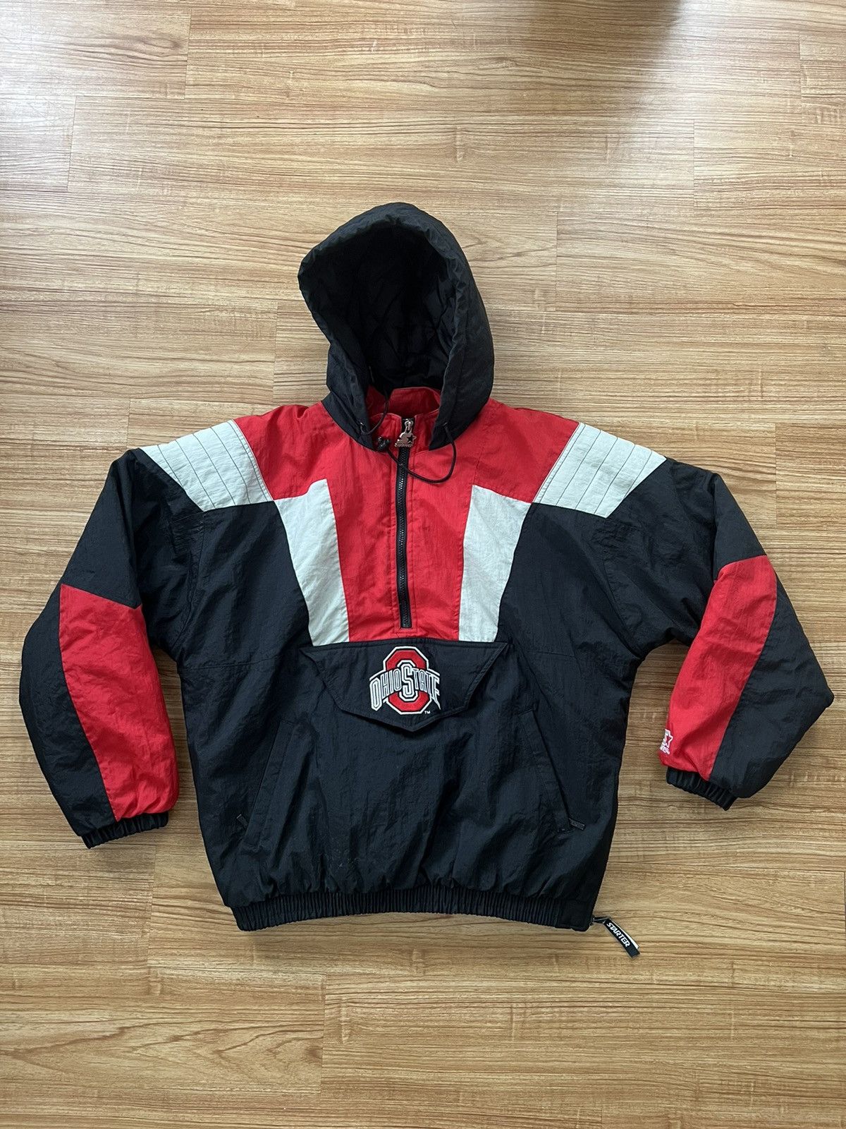 image of American College x Collegiate Vintage Ohio State Buckeyes Starter Jacket in Black/Red (Size Large)