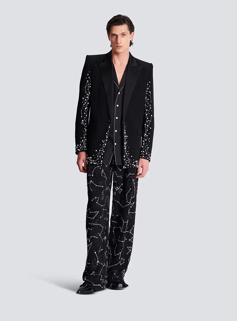 Balmain o1s1wg110126 1 Button Jacket With Embroidery in Black Size US L / EU 52-54 / 3 - 3 Thumbnail