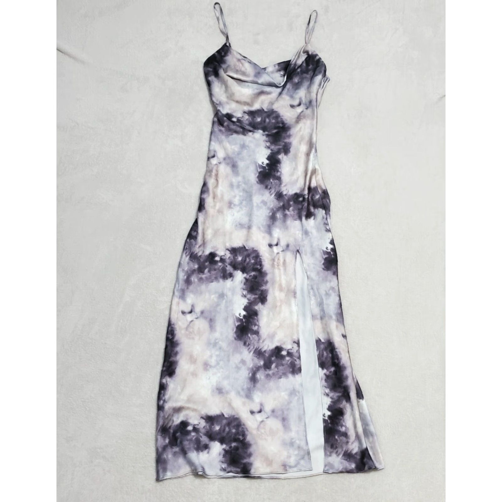 superdown VINTAGE Superdown Revolve Krystal Slit Maxi Dress Women S Grey Tie Dye Sleeveless Slip Size S / US 4 / IT 40 - 2 Thumbnail