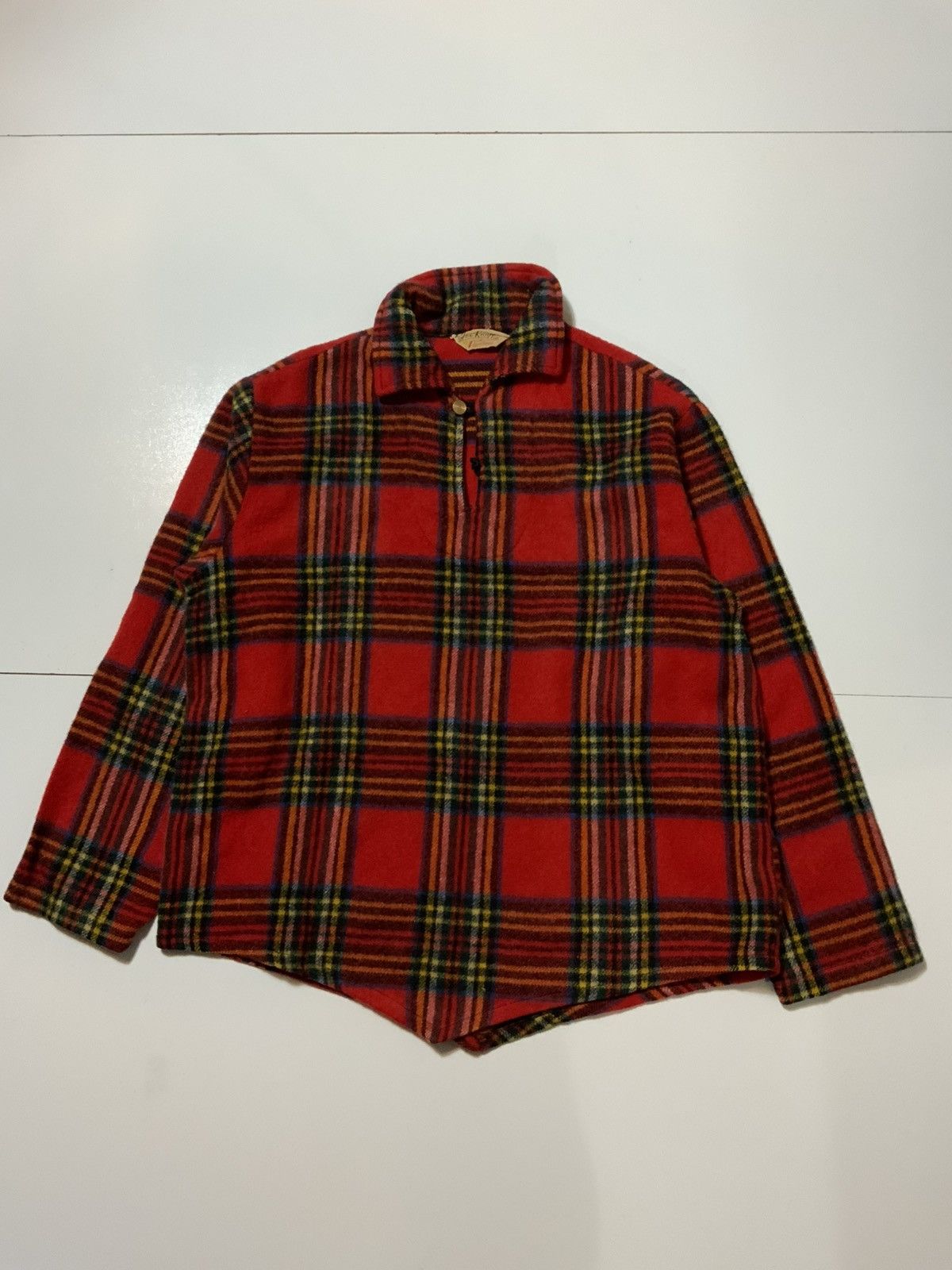 Vintage VTG 50s 60s Fox Knapp Wool Plaid Loop Collar Sweater Shirt Size US M / EU 48-50 / 2 - 1 Thumbnail