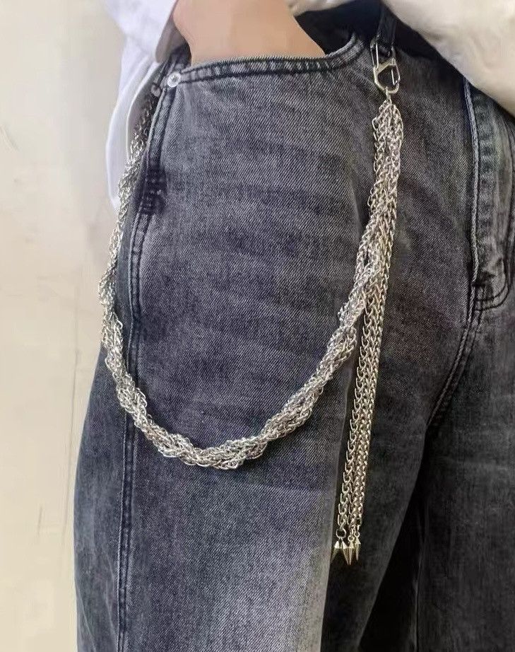 Jewelry Retro punk rock twisted chain fringe pocket chain keychain Size ONE SIZE - 1 Thumbnail
