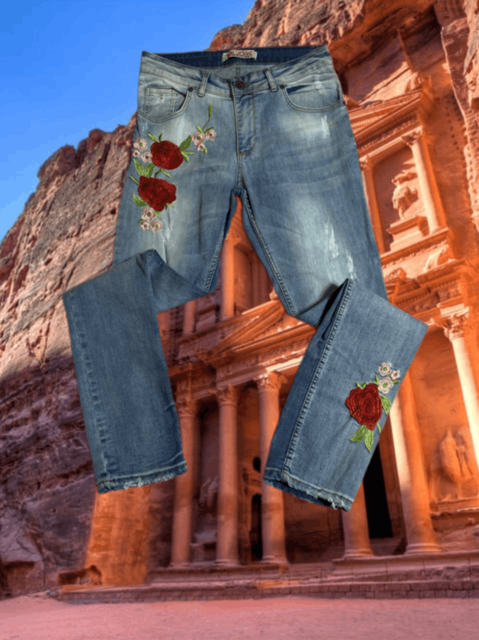 Japanese Brand Dirty Painted Distressed Flower print Faded Baggy Jeans Y2K Size US 30 / EU 46 - 1 Thumbnail