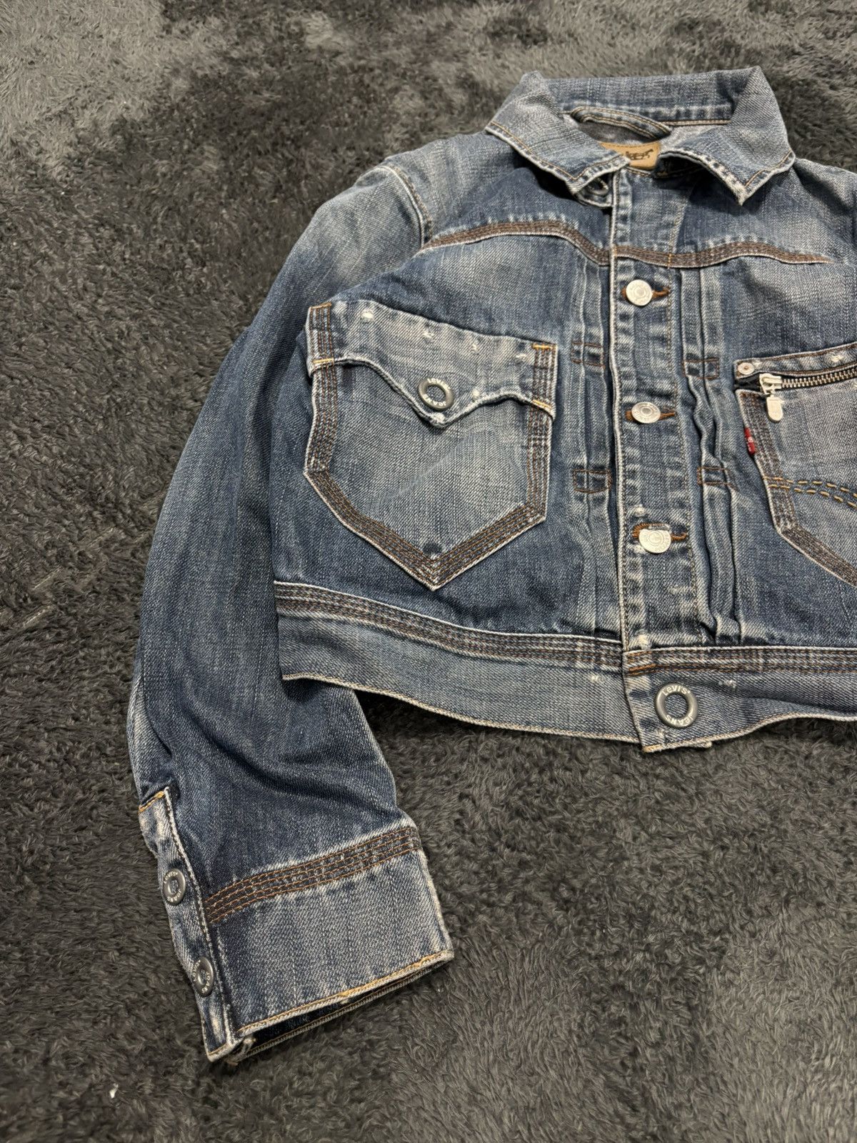 Levi's Vintage Clothing RARE Vintage Levis Cropped Style Y2K Denim Jacket Size S / US 4 / IT 40 - 3 Thumbnail