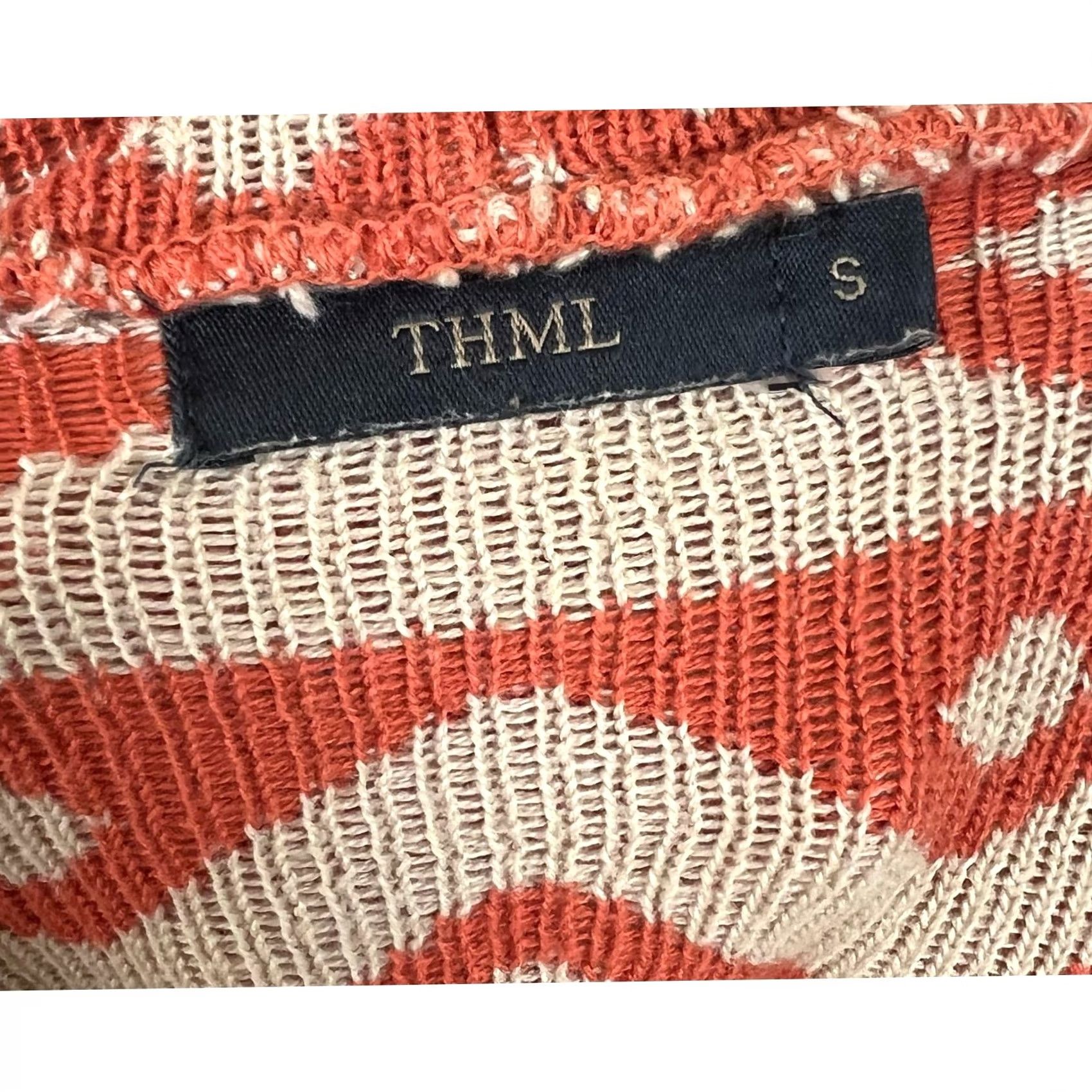 Vintage THML Cardigan Geometric Orange Beige Sweater Open Front Waterfall Women Sz S Size S / US 4 / IT 40 - 6 Thumbnail
