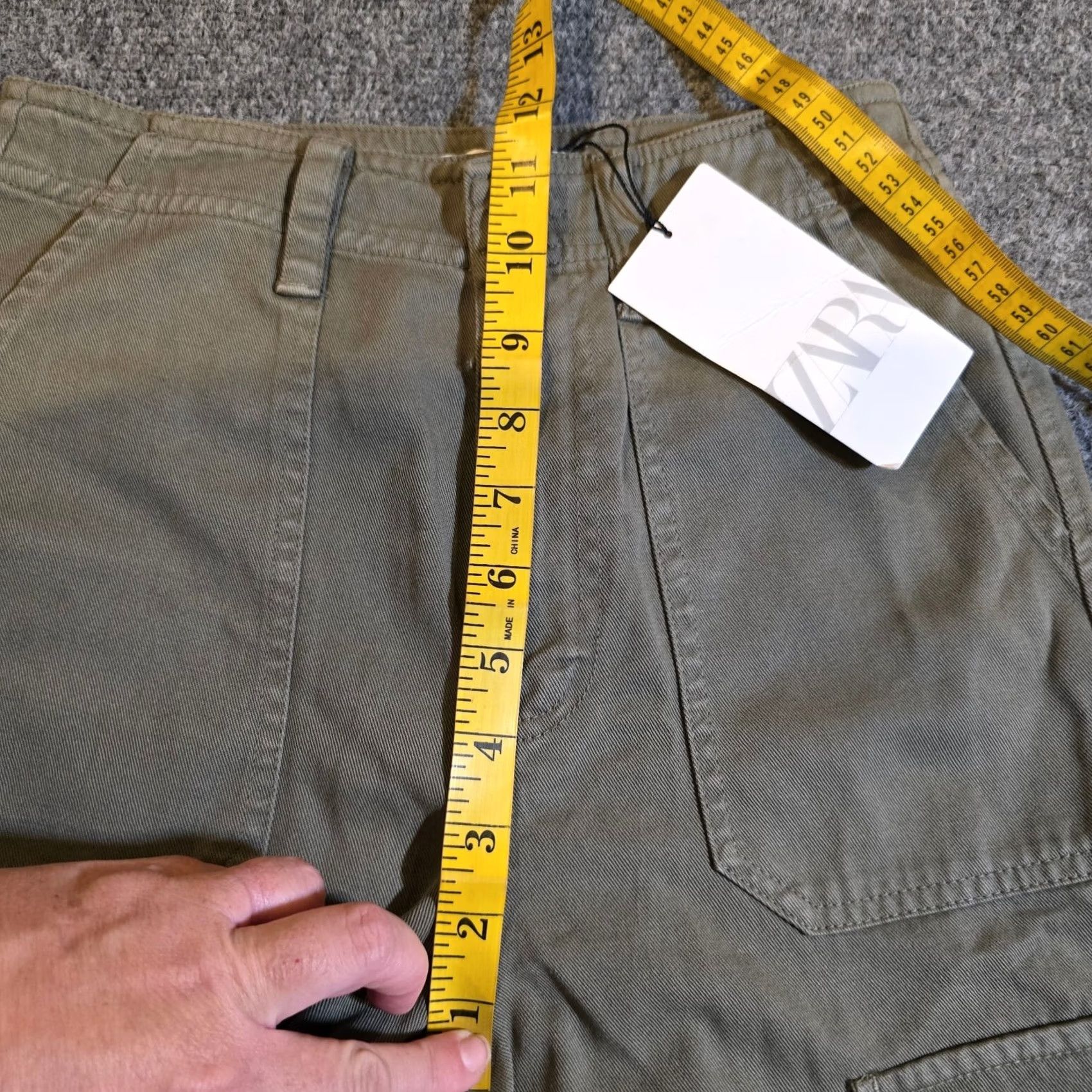 Zara Zara Pants Womens Size 0 Green Cargo Wide Leg Army Denim Casual Minimalist Basic Size 25" / US 0 / IT 36 - 7 Thumbnail