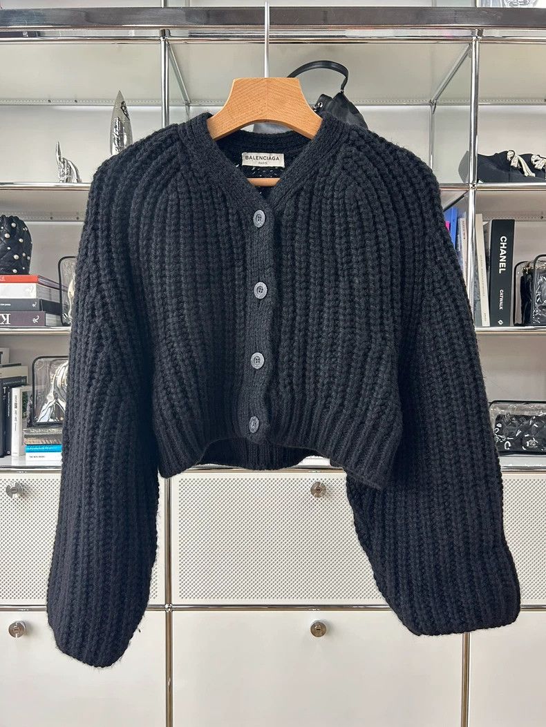 Balenciaga Balenciaga Black wool knit cardigan jacket Size US XS / EU 42 / 0 - 1 Thumbnail
