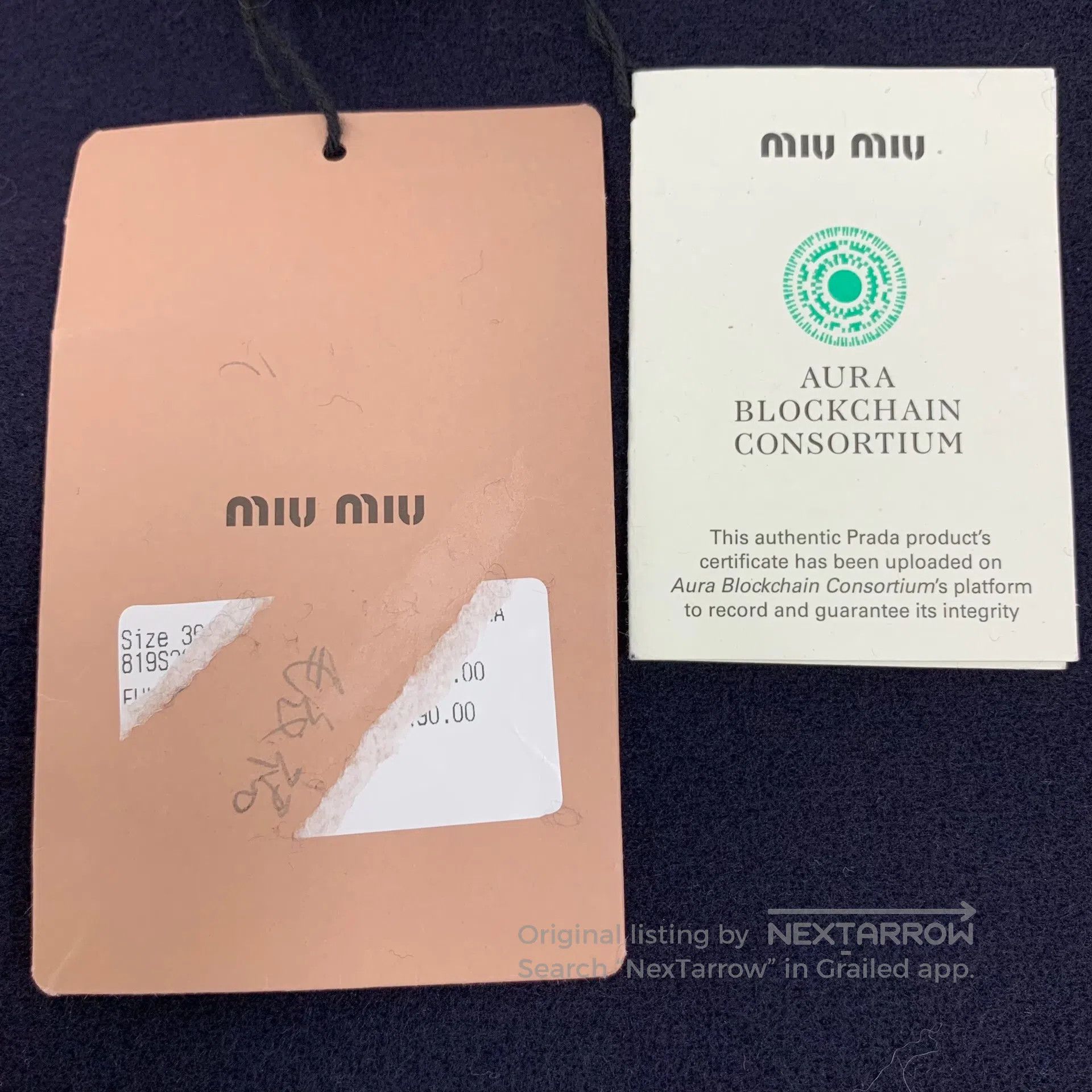 Miu Miu Miu Miu Navy blue logo lettering embroidery cashmere round Size XS / US 0-2 / IT 36-38 - 7 Thumbnail
