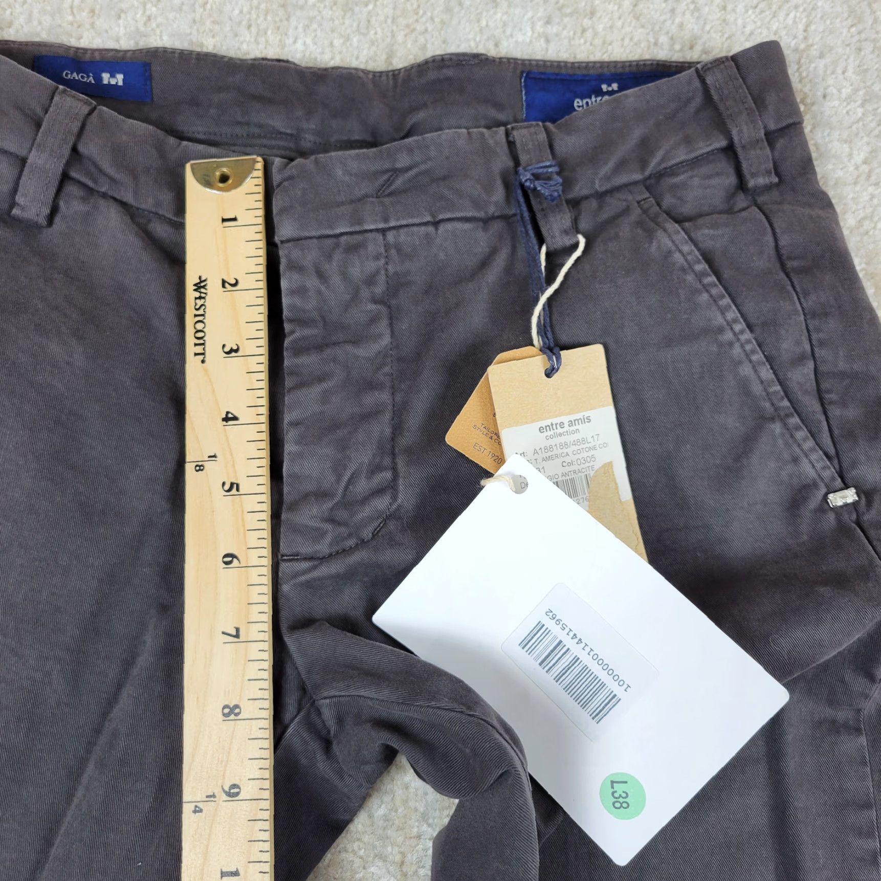 Vintage Entre Amis Men's Pants Slim Straight Chino 31x28 Gray Stretch Twill Cotton Trousers Vintage No Size US 31 - 7 Thumbnail