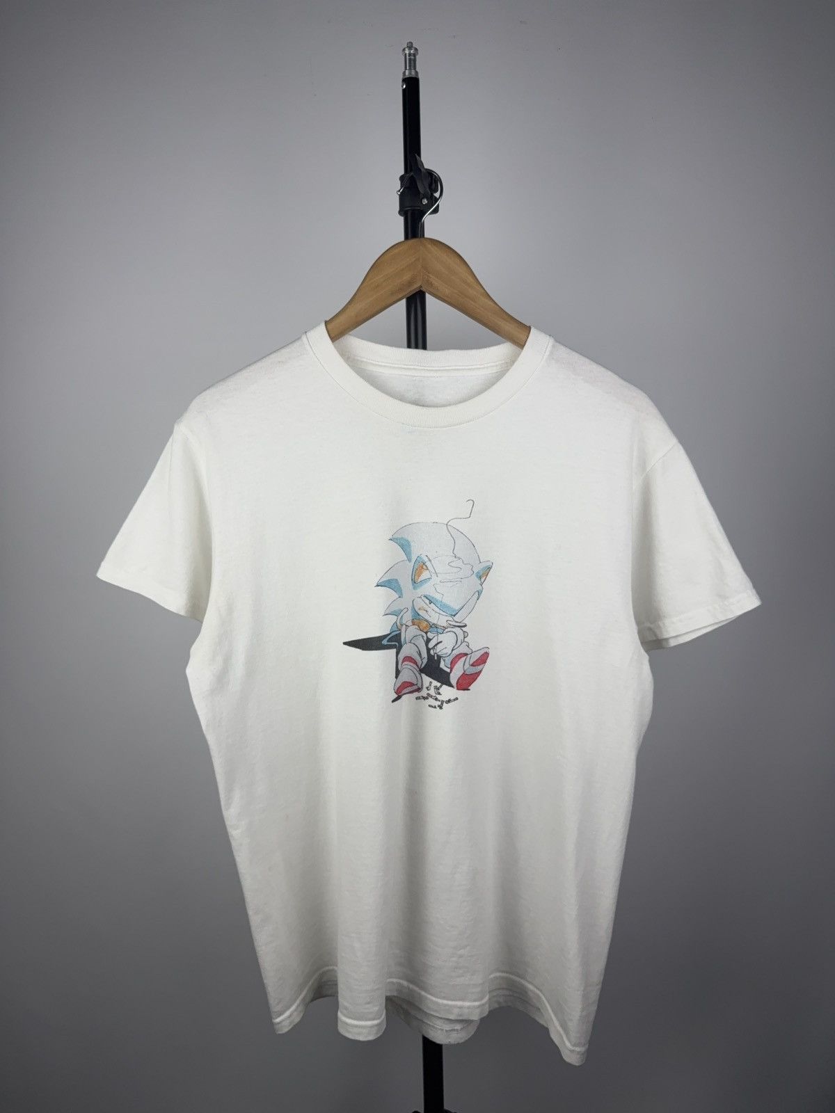 Vintage Sad Sonic Graphic Tee Minimal Line Art Vintage Style Size US M / EU 48-50 / 2 - 1 Thumbnail