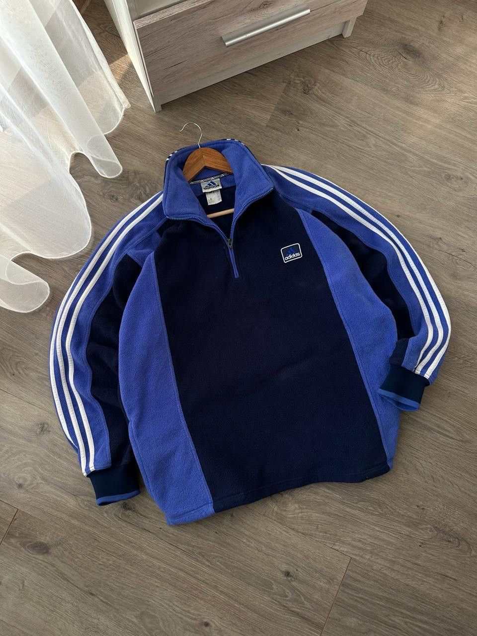 Adidas × Vintage Vintage Adidas 1/4 zip fleece blue hoodie Size US M / EU 48-50 / 2 - 5 Thumbnail