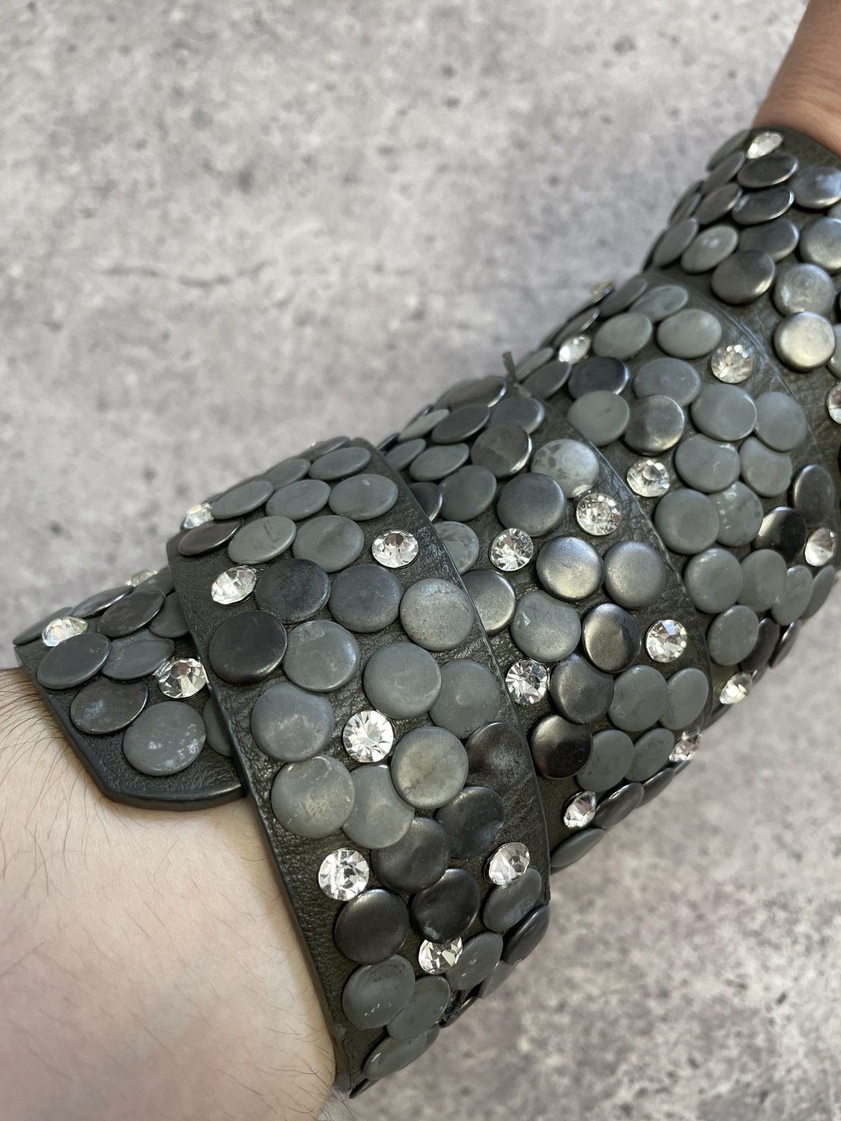 Diesel × Hysteric Glamour × Japanese Brand Vintage Leather Belt Y2K Rhinestones Punk Size 34/36 Size 32 - 3 Thumbnail