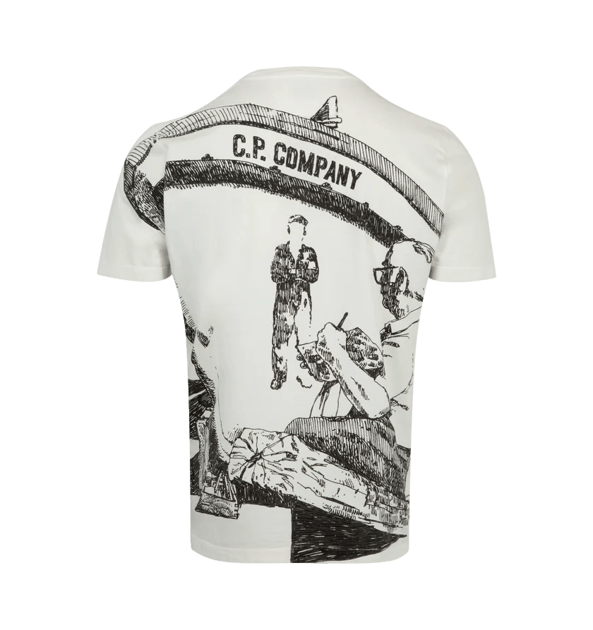 C.P. Company o1h1sh10525 Artwork Logo T-Shirt in White Size US XL / EU 56 / 4 - 2 Thumbnail