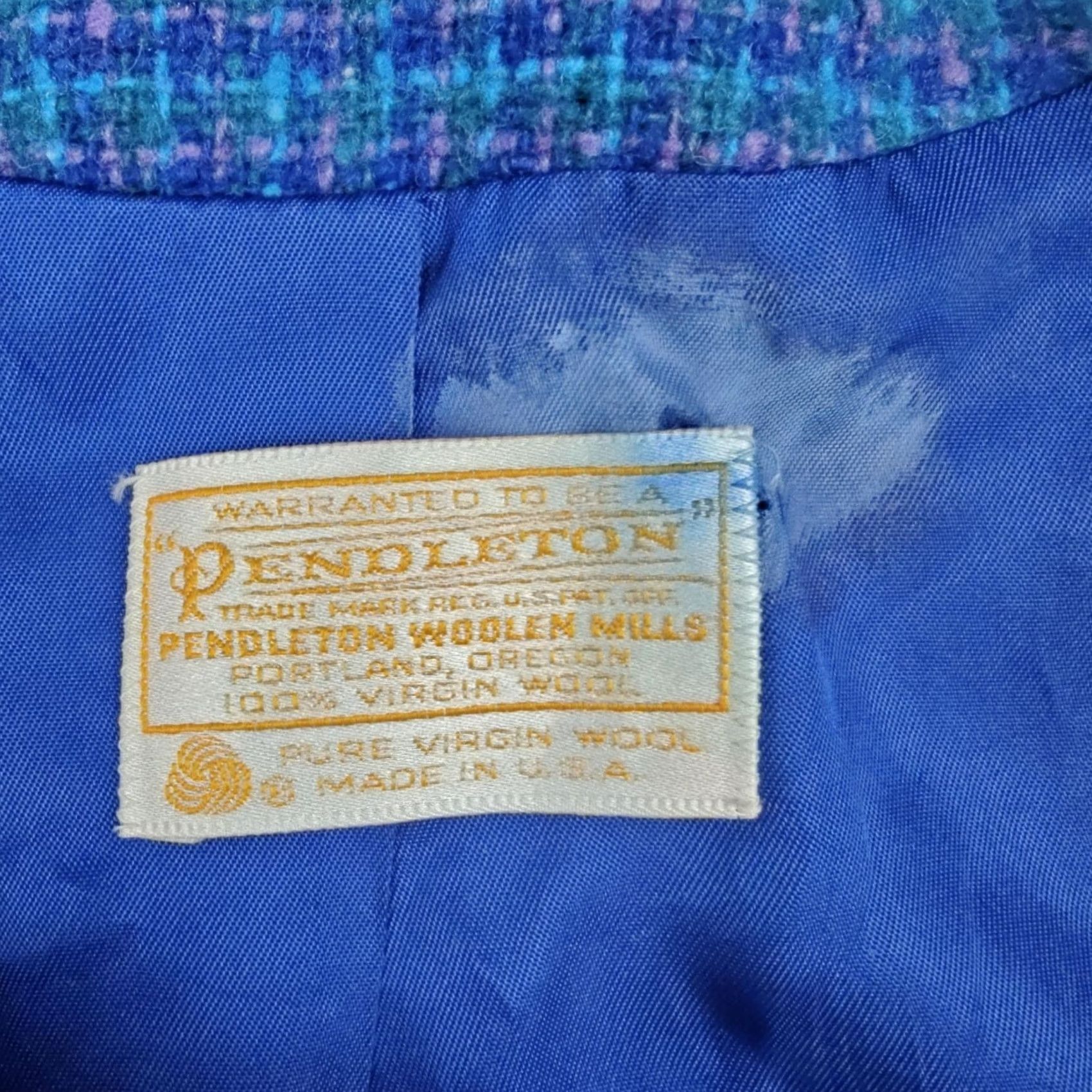 Pendleton VINTAGE Pendleton Skirt Suit Womens 12 Blue Blazer Wool Check Tweed One Button Lined Size XL / US 12-14 / IT 48-50 - 4 Thumbnail