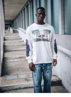 Other White deer pattern loose retro long sleeve tee Size US L / EU 52-54 / 3 - 5 Thumbnail