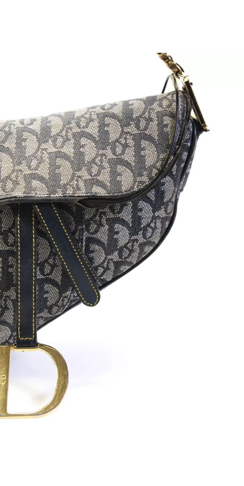 Dior Christian Dior Vintage Oblique Canvas Saddle Bag - Navy Size ONE SIZE - 3 Thumbnail