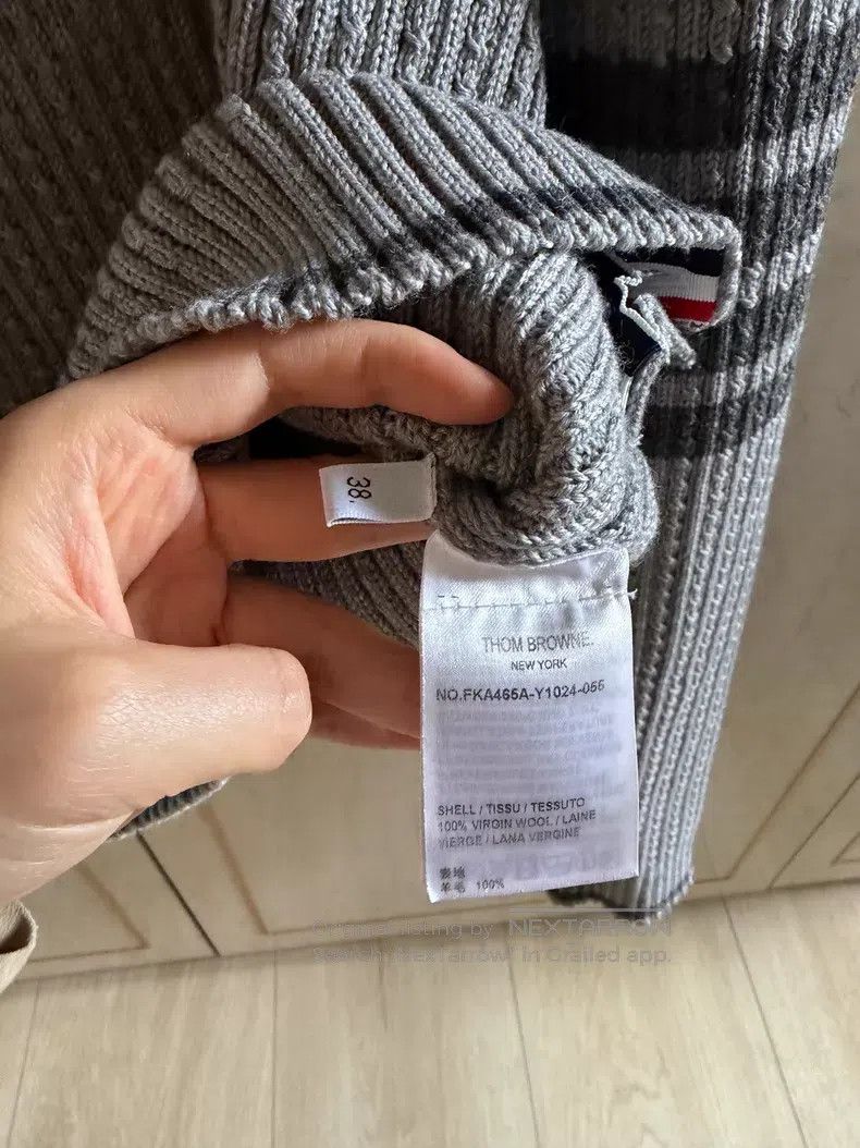 Thom Browne Thom Browne Grey Four-stripe Wool Sweater Size XS / US 0-2 / IT 36-38 - 3 Thumbnail