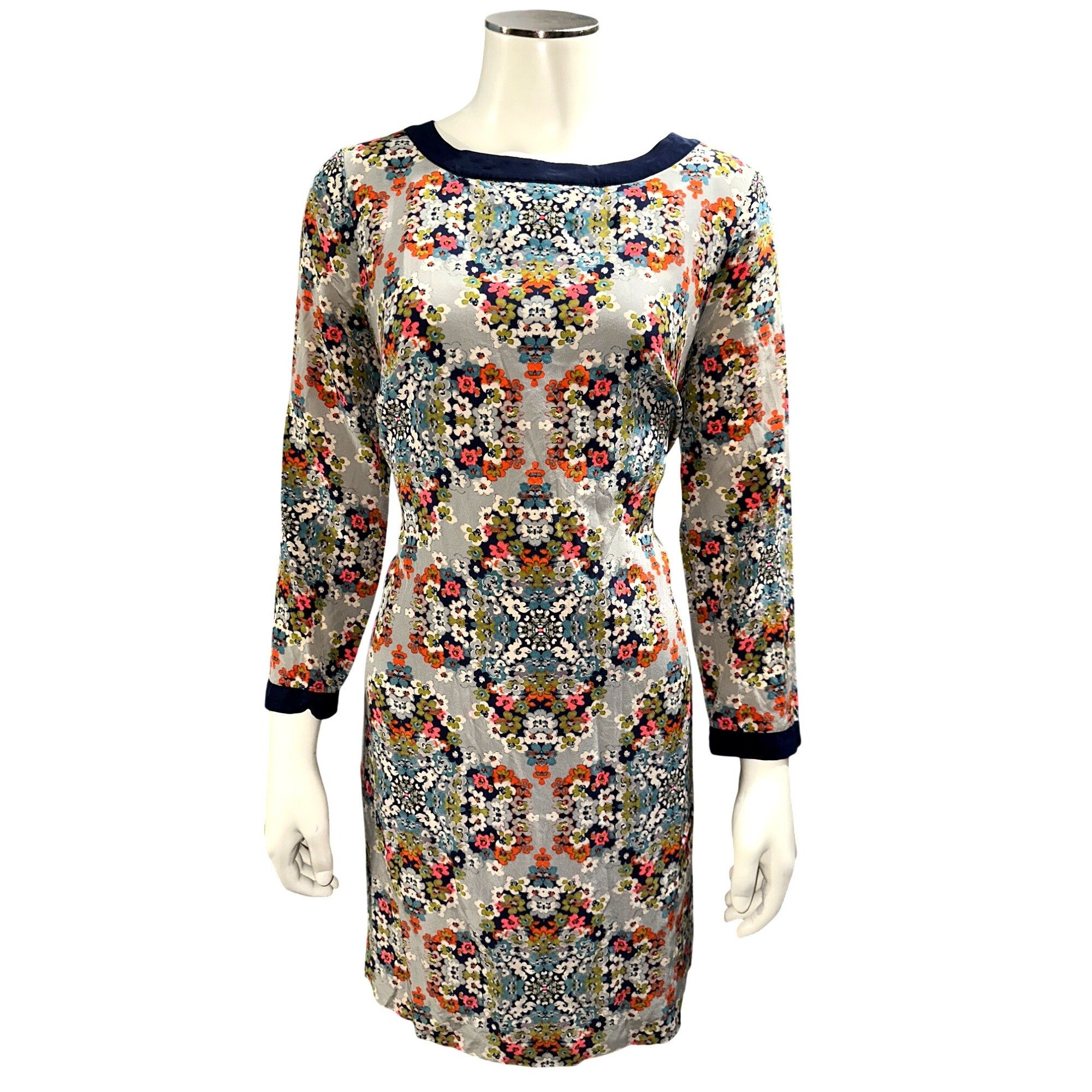 J.Crew J Crew Size 4 Silk Dress Multicolor Floral Print Long Sleeve Size S / US 4 / IT 40 - 2 Thumbnail