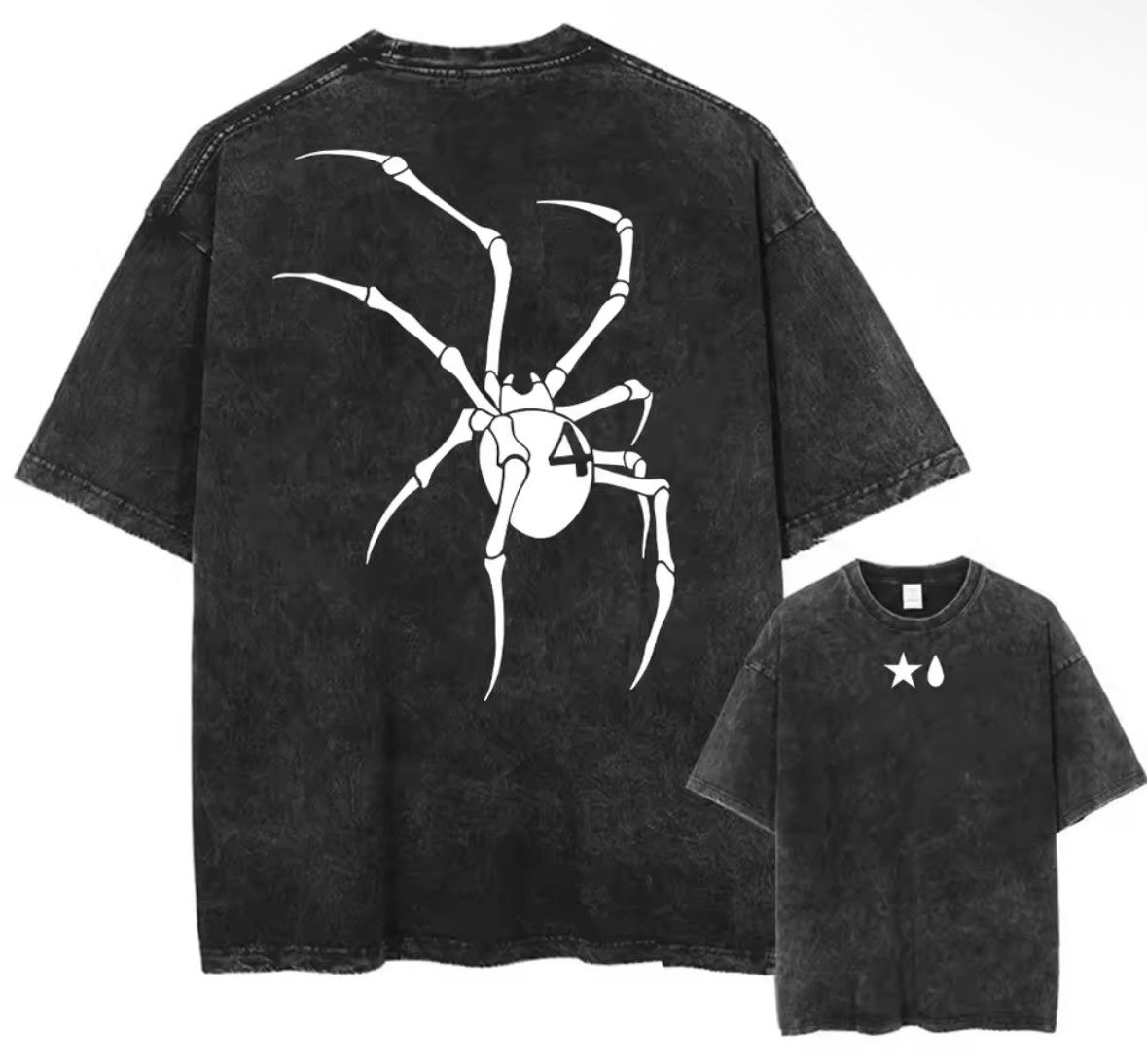 Japanese Brand Y2K Vintage Gothic Hunter Creepy Spider Washed T-Shirt Size US M / EU 48-50 / 2 - 1 Thumbnail