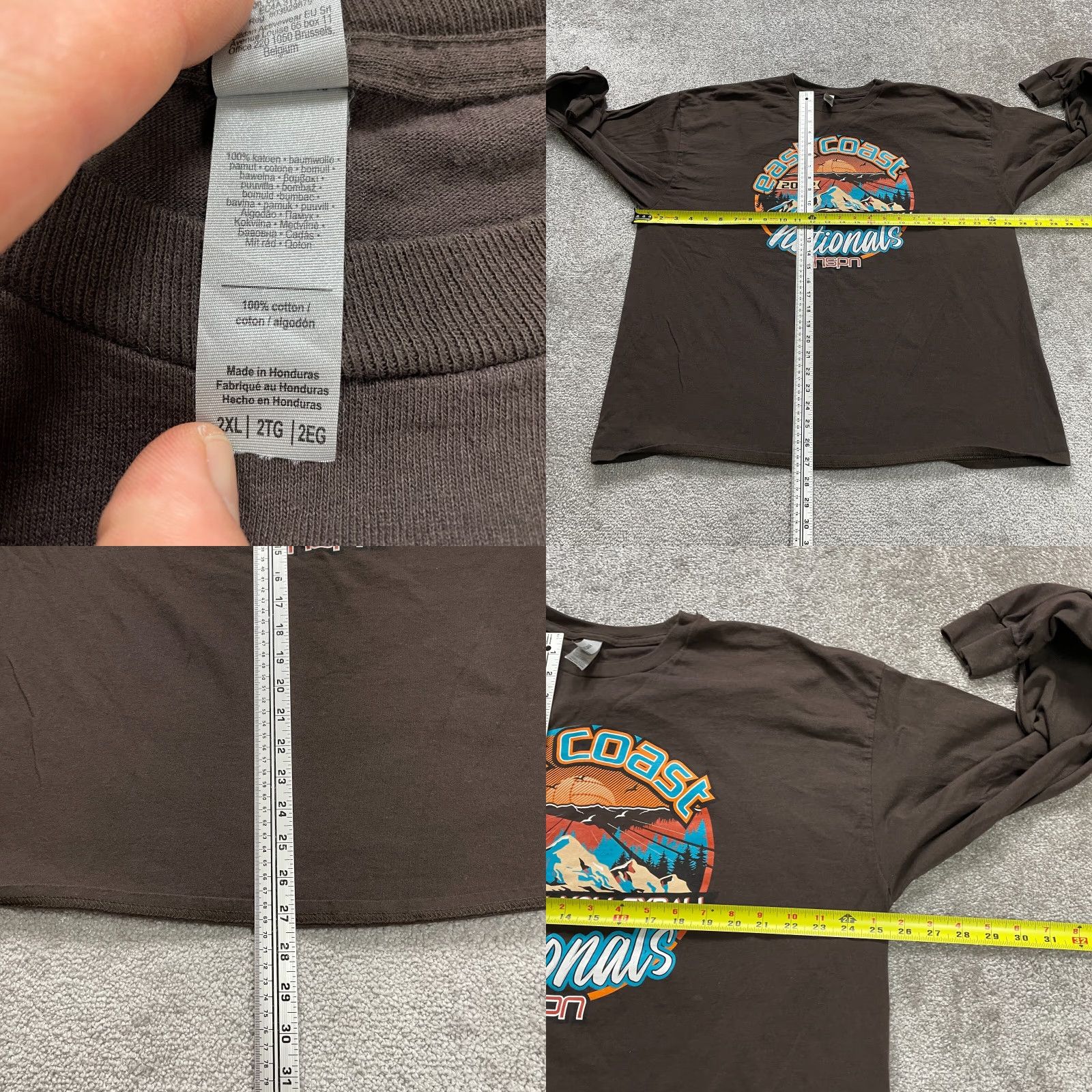 Gildan GILDAN Ultra Cotton Long Sleeve T-Shirt Mens 2XL Brown Graphic Crew Neck Outdoor Sports Size US XXL / EU 58 / 5 - 8 Thumbnail