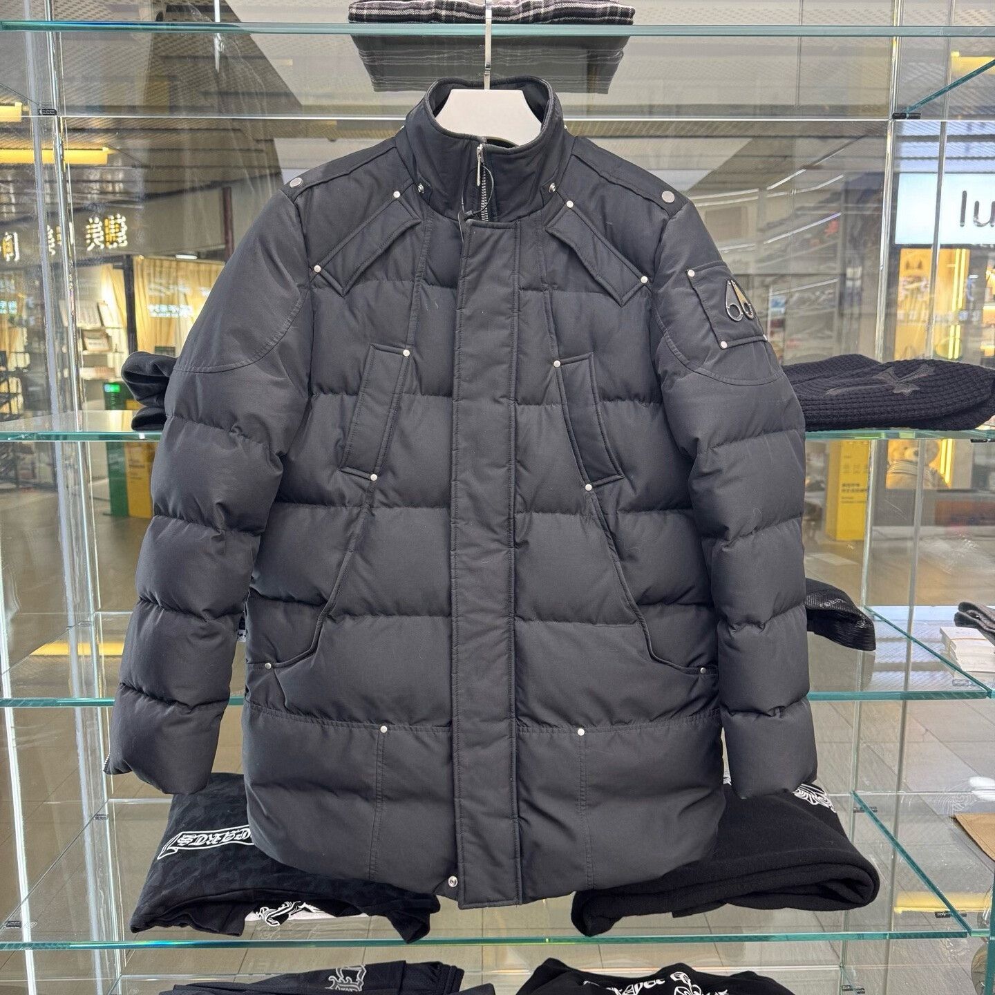Moose Knuckles Black Mid-Length Down Jacket