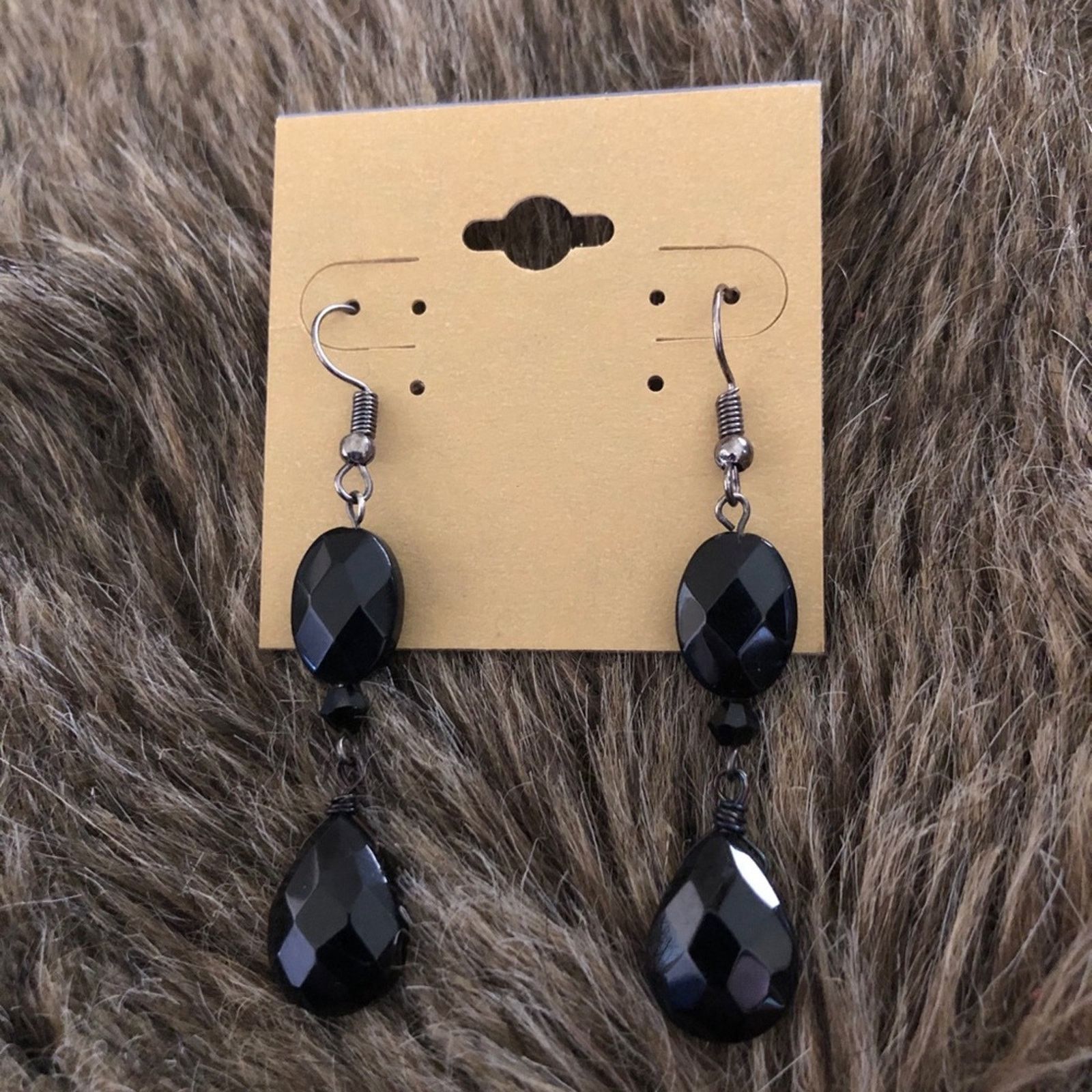 Vintage Vintage repurpose faceted black glass earrings Size ONE SIZE - 2 Thumbnail