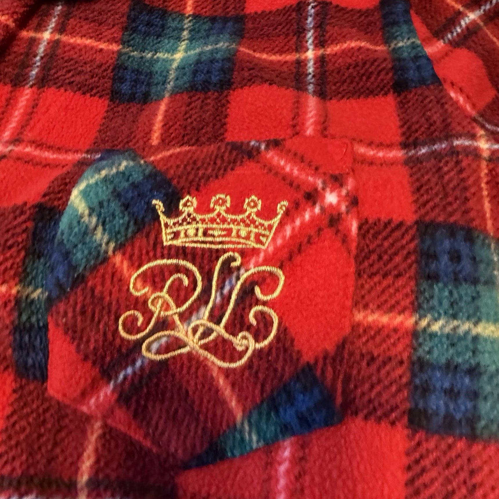 Ralph Lauren VINTAGE Ralph Lauren Pajama Set Womens Large Red Plaid Flannel 2pc Sleepwear Size ONE SIZE - 2 Thumbnail