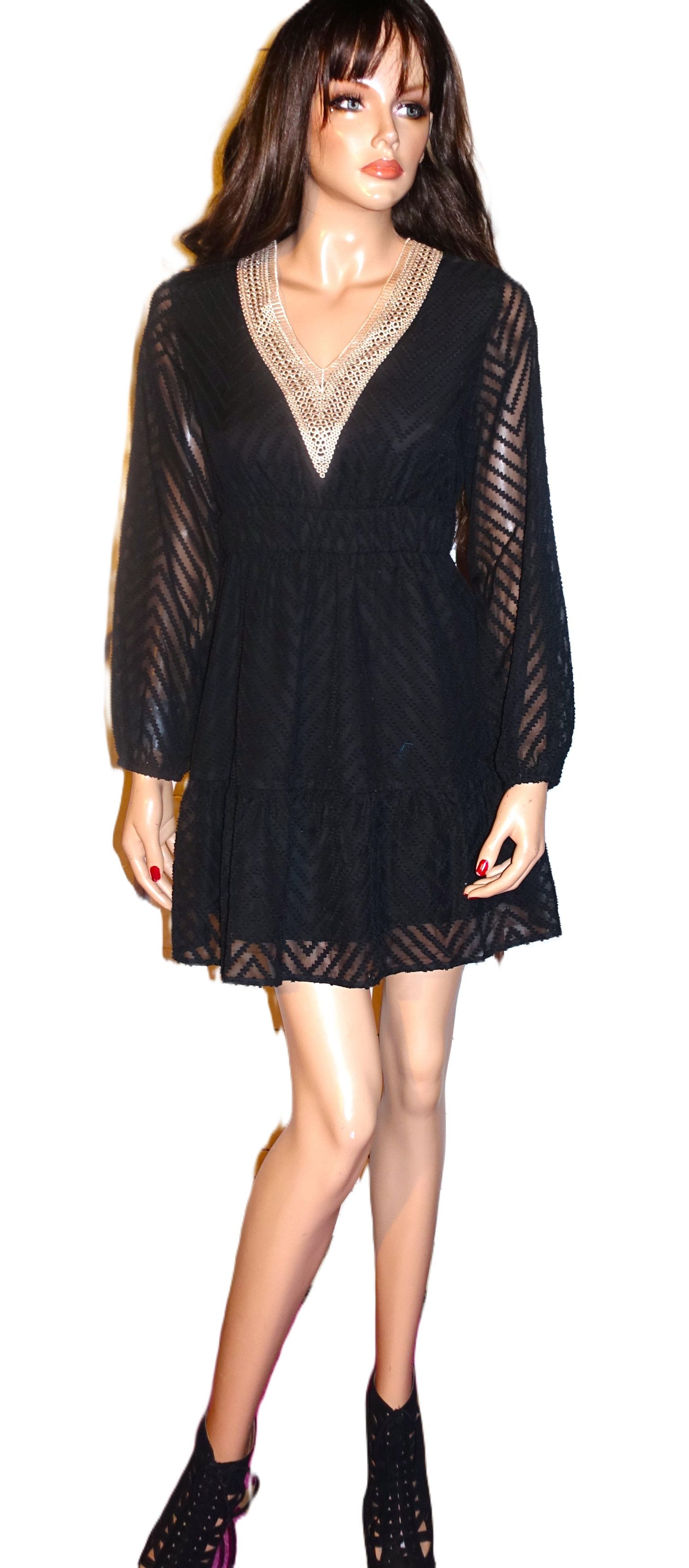 Other Cupshe Black Beige Sheer Dress S NWT Size S / US 4 / IT 40 - 2 Thumbnail