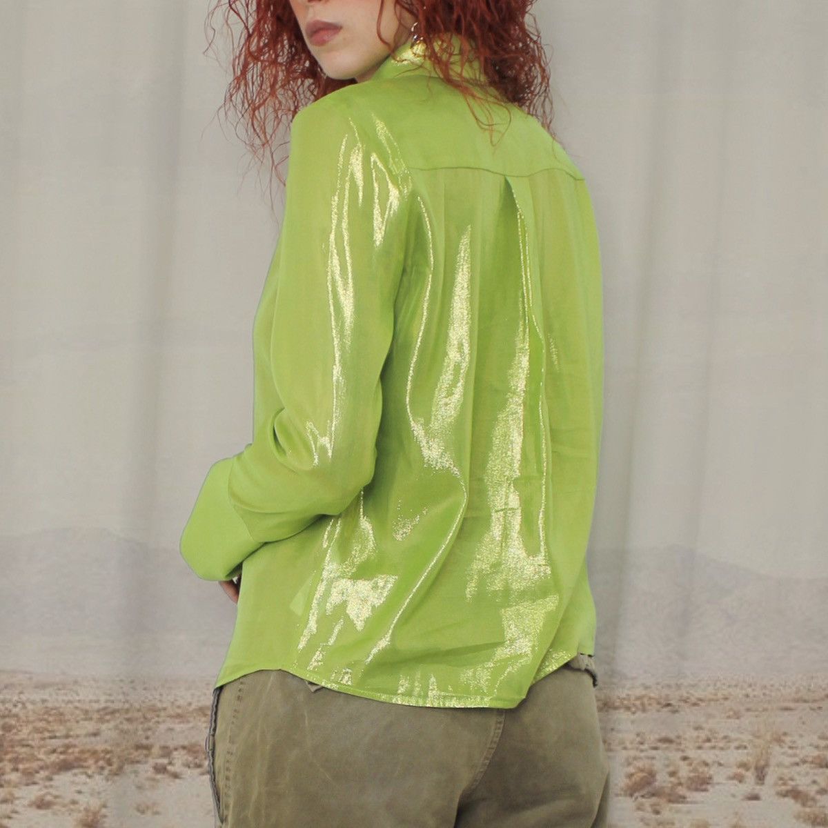 Patrizia Pepe 🐉SHINY GREEN SHIRT🐉 Size M / US 6-8 / IT 42-44 - 3 Thumbnail