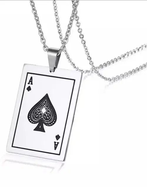 Jewelry Poker Ace of Spades Pendant Necklace Size ONE SIZE - 4 Thumbnail