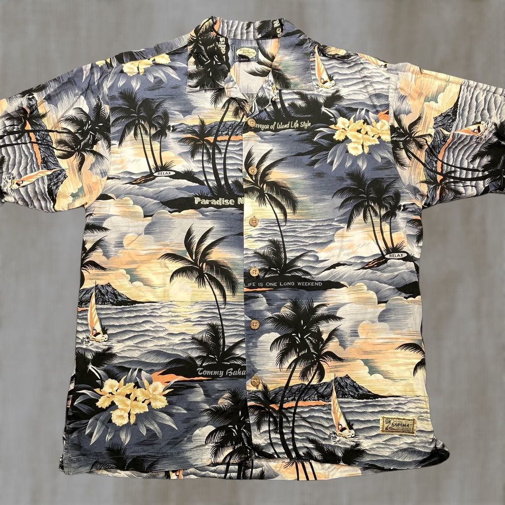 Tommy Bahama Tommy Bahama Shirt Mens Medium Blue Palm Tree Sailboat Hawaiian Aloha Rayon Shirt Beach Resort Casual Mens Size US M / EU 48-50 / 2 - 1 Thumbnail