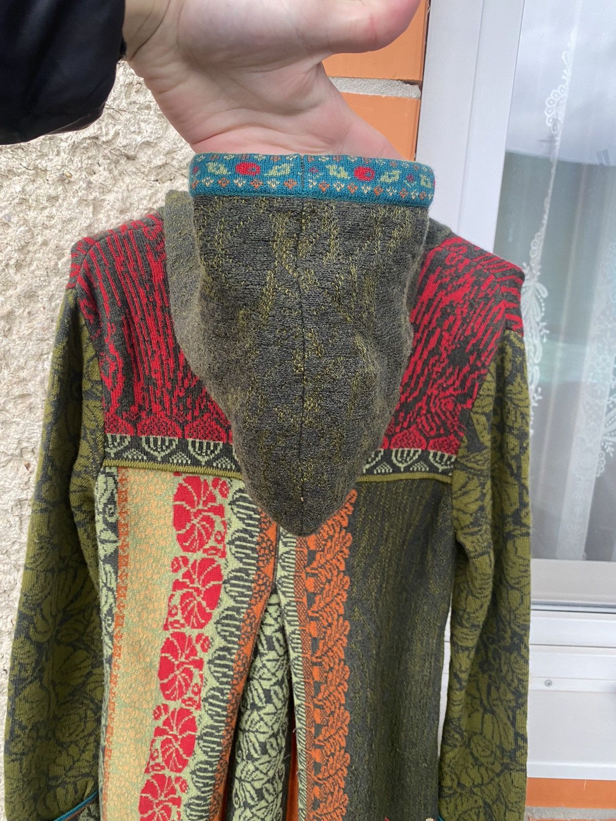 Vintage IVKO Long Jasquard Jacket Renaissance Pattern Wool Knit Coat Size S / US 4 / IT 40 - 8 Thumbnail