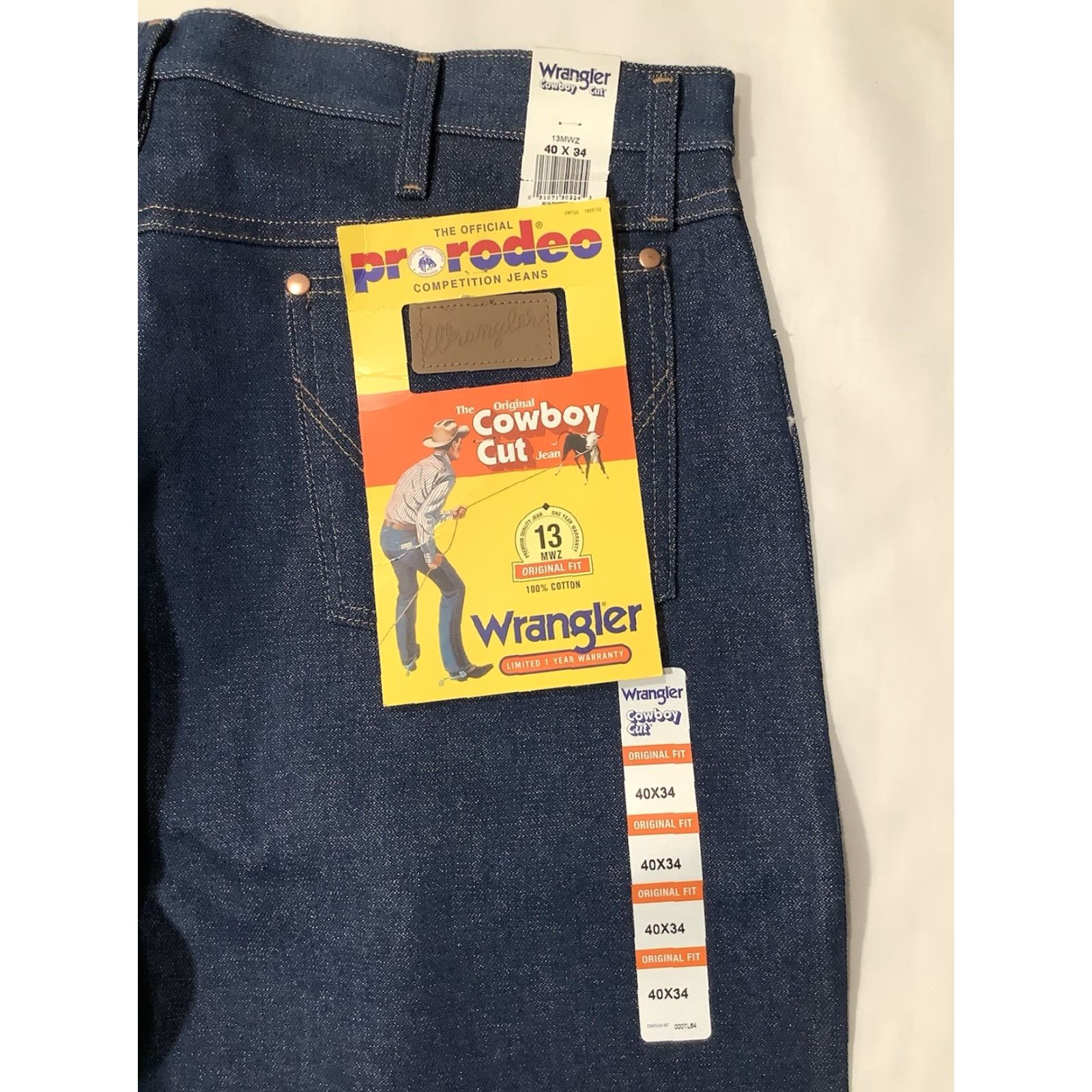Wrangler VINTAGE Wrangler Jeans Mens 40x34 Dark Wash Blue Cowboy Cut Original Fit Pro Rodeo 13MWZ Size US 40 / EU 56 - 4 Thumbnail