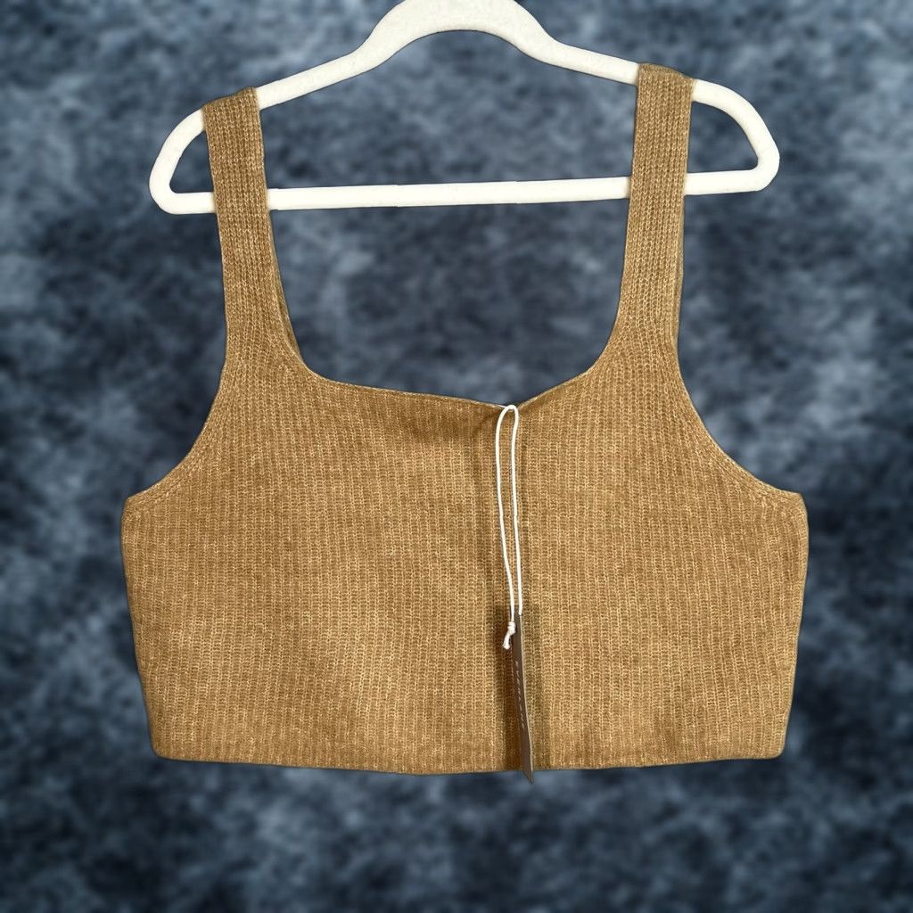 Everlane Everlane Womens Size Large Camel Wool Blend Cropped Tank Top NEW Size L / US 10 / IT 46 - 1 Thumbnail