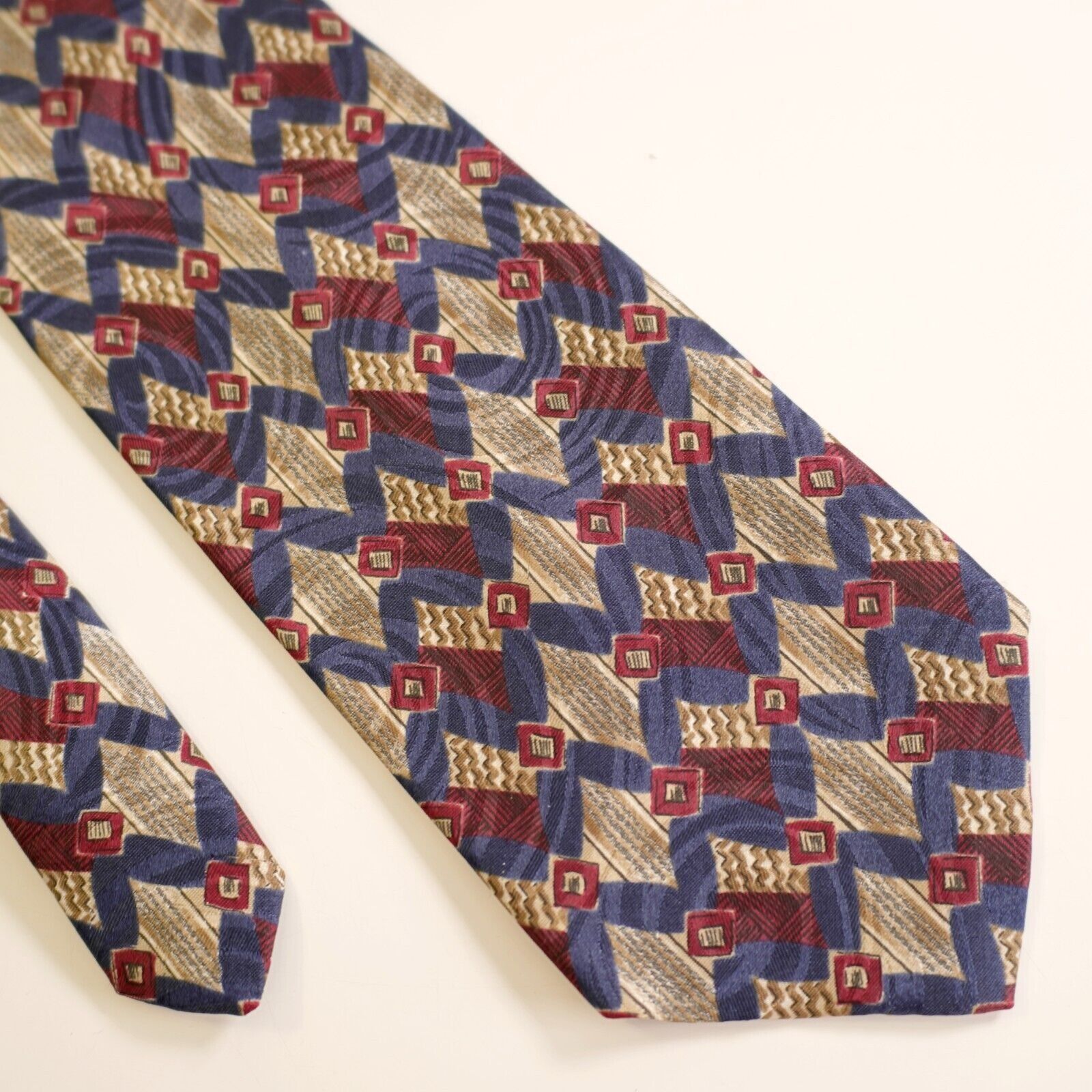 Boston Traders Boston Trader's Blue Tan Jacquard Print Abstract Geometeric Size ONE SIZE - 1 Thumbnail