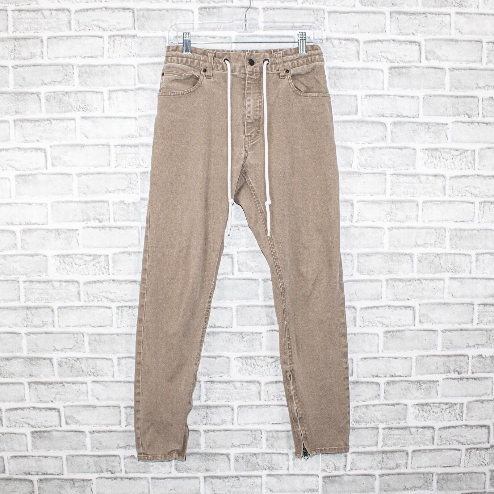 ONES STROKE ONES STROKE Tokyo Jogger Pants Khaki Drawstring ankle zip Size US 29 - 1 Thumbnail