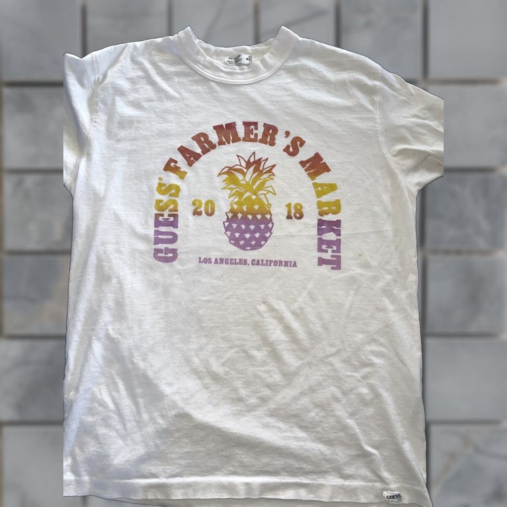 Guess GUESS Farmers Market T Shirt White Medium Men M Shirt Size US M / EU 48-50 / 2 - 1 Thumbnail