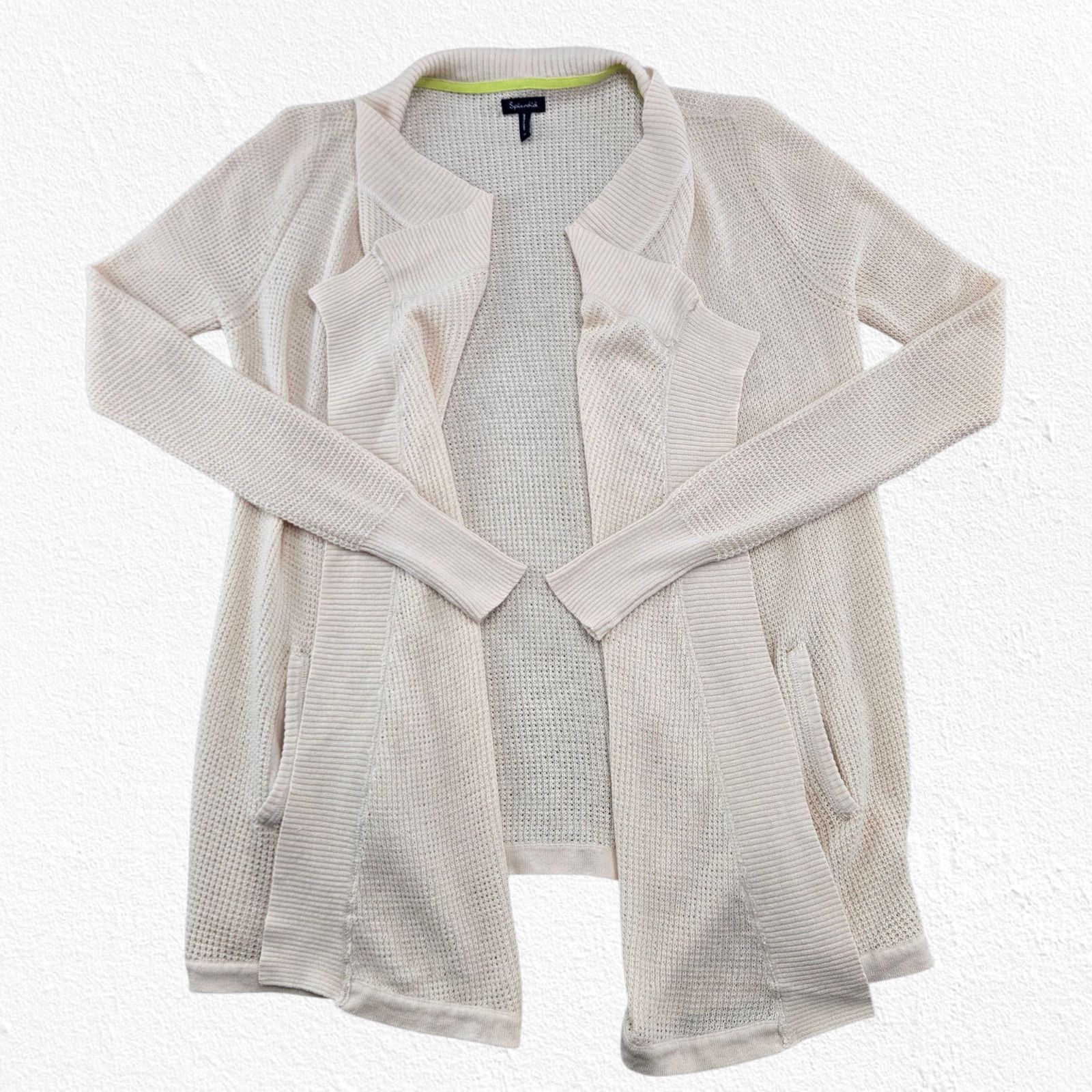 Splendid Splendid Cream Waffle Knit Open Longline Cardigan Sze Medium Size M / US 6-8 / IT 42-44 - 2 Thumbnail