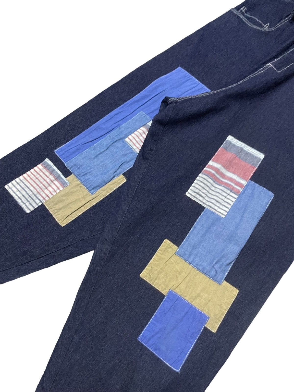 Japanese Brand × Y's for Men KMK Japan Patchwork Baggy Balloon Denim Pants Yohji Style Size US 30 / EU 46 - 7 Thumbnail