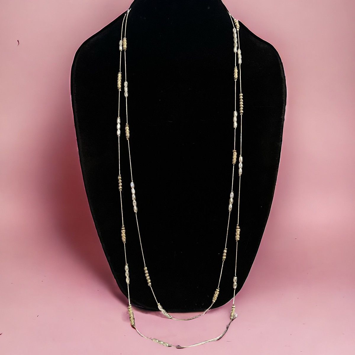 Chicos Chico’s Hexi long pearl gold tone double strand necklace Size ONE SIZE - 2 Thumbnail