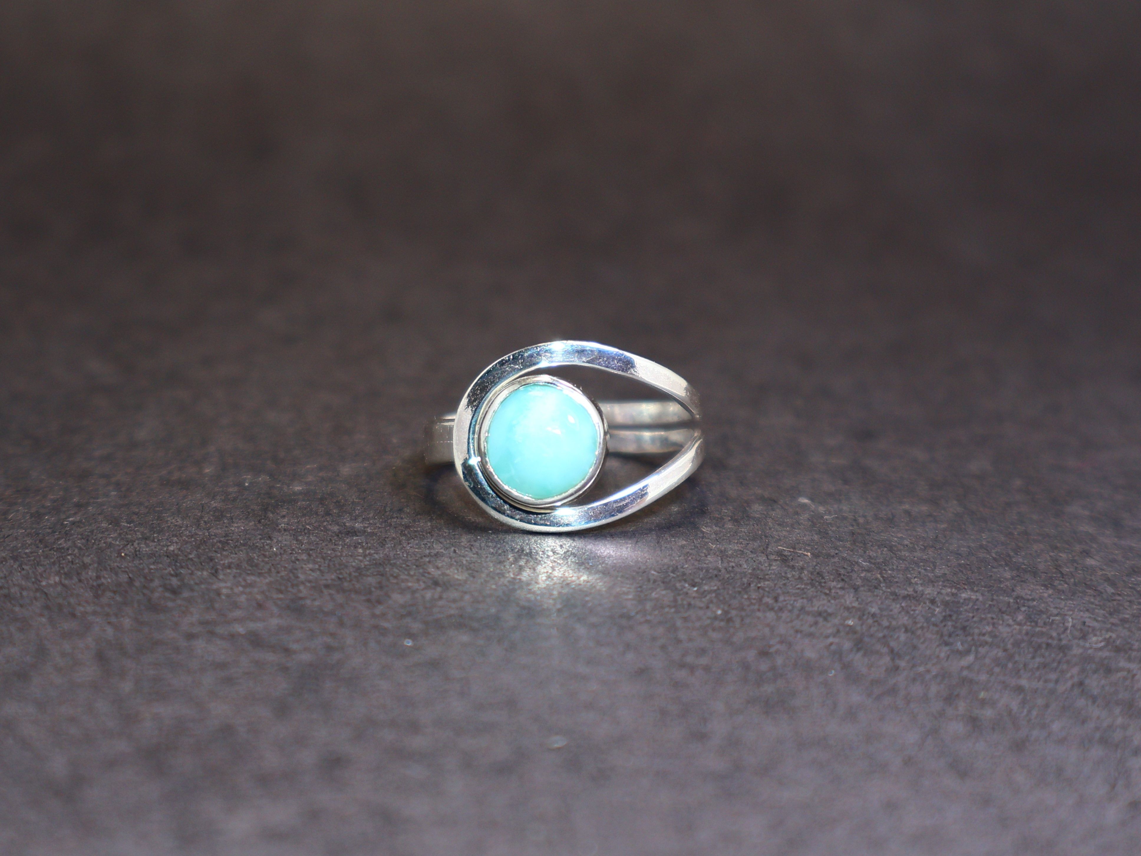 Handmade Larimar ring, Handmade ring, Sterling silver ring, Gift Idea Size ONE SIZE - 1 Thumbnail