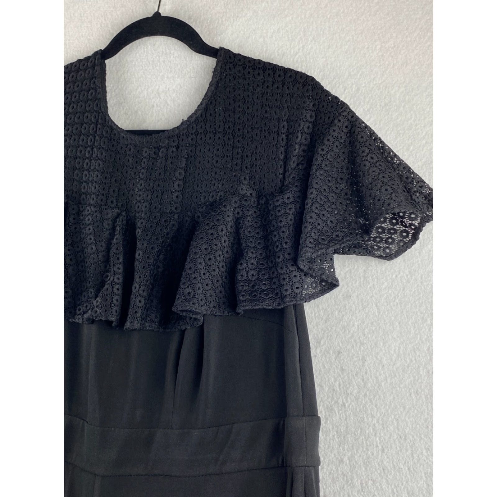 Vintage Lane Bryant Romper Womens 14 Black Wide Legged Crochet One Piece Pockets Casual Size 36" / US 14 / IT 50 - 5 Thumbnail