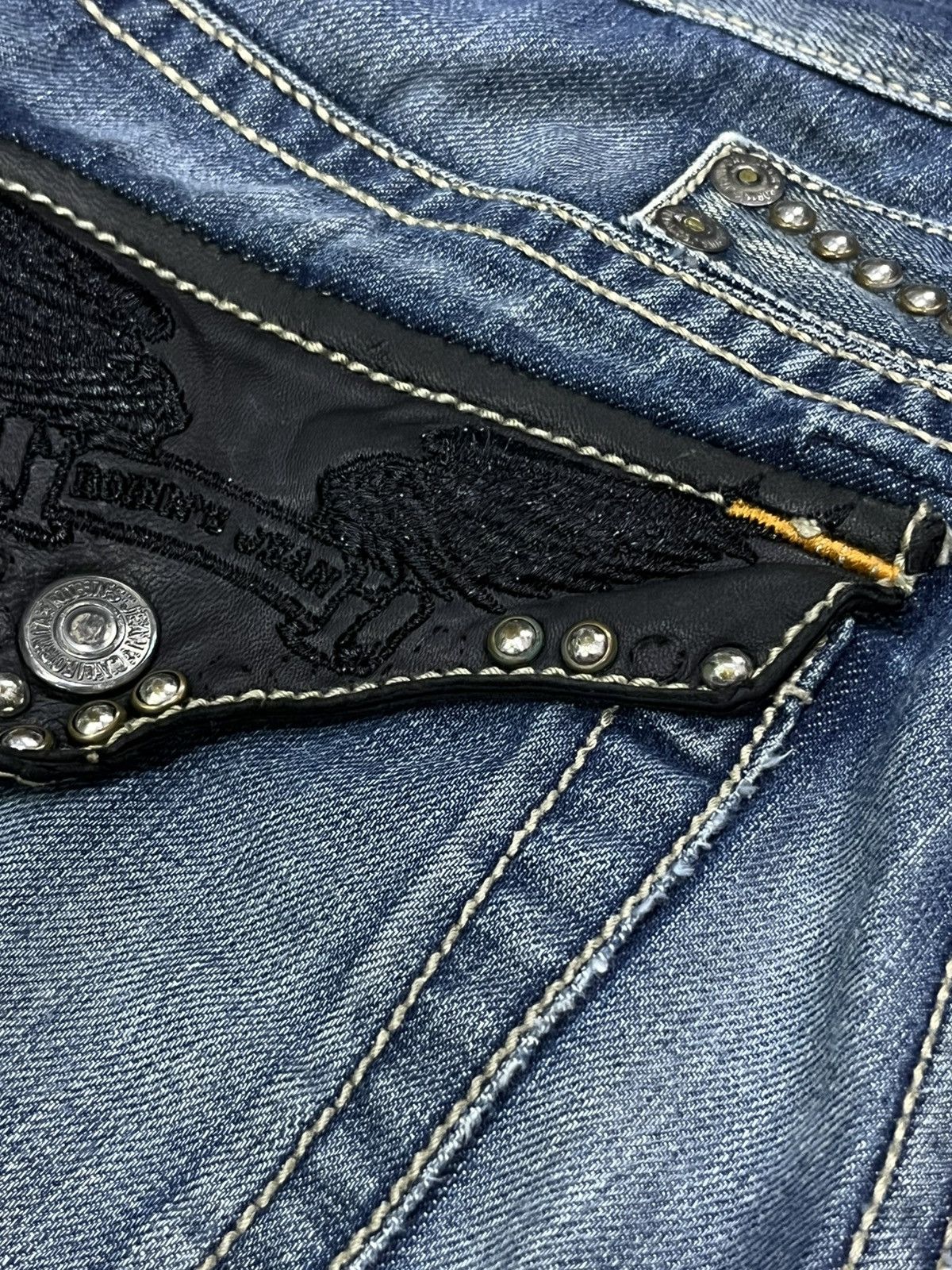 Asspizza × Robins Jeans 🔥Robin's Jean Studded Flap Distressed Denim USA Made (W33) Size US 33 - 14 Thumbnail