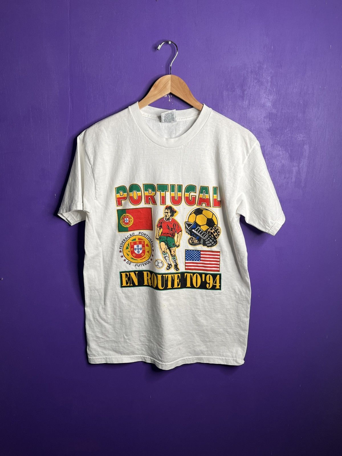 Vintage Vintage 1994 World Cup Portugal en route t-shirt Size US M / EU 48-50 / 2 - 1 Thumbnail