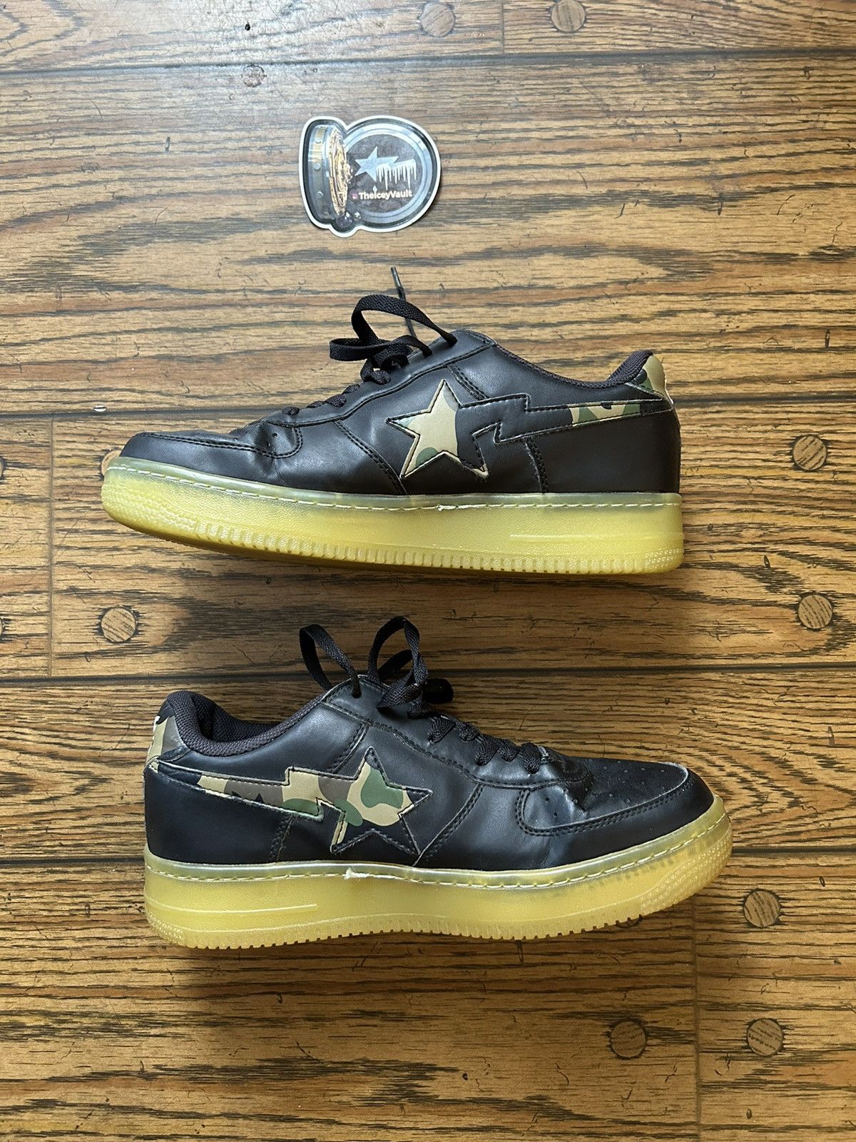 Bape Bape Black/Green Camo Glow In Dark Bapestas Size US 9.5 / EU 42-43 - 2 Thumbnail